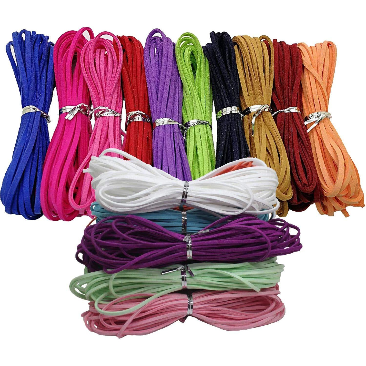 Diy Crafts Pack Of 20 Meter, As Image Colour No 3, 20Mtr + Meter 20+ Colour 3X1.4Mm Faux Suede Cord Roll String Leather Lace Beading Thread Leather Cordin (Pack Of 20 Meter, As Image Colour No 3)