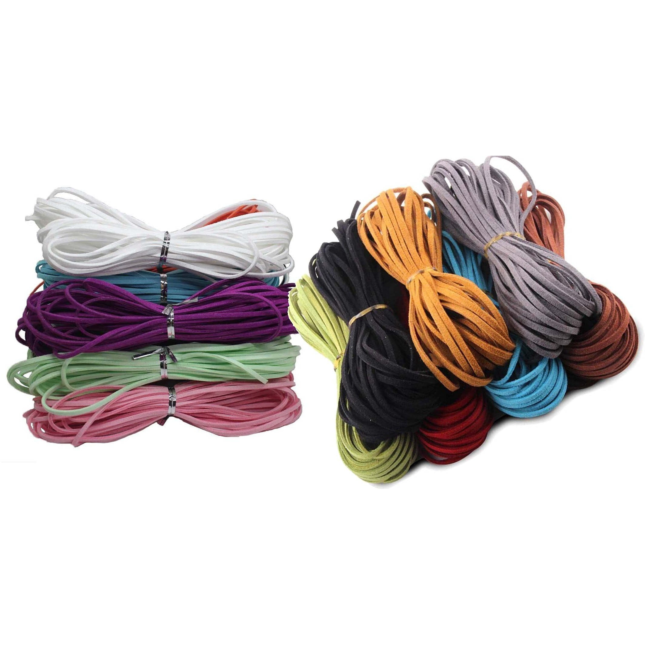 Diy Crafts Pack Of 20 Meter, As Image Colour No 3, 20Mtr + Meter 20+ Colour 3X1.4Mm Faux Suede Cord Roll String Leather Lace Beading Thread Leather Cordin (Pack Of 20 Meter, As Image Colour No 3)
