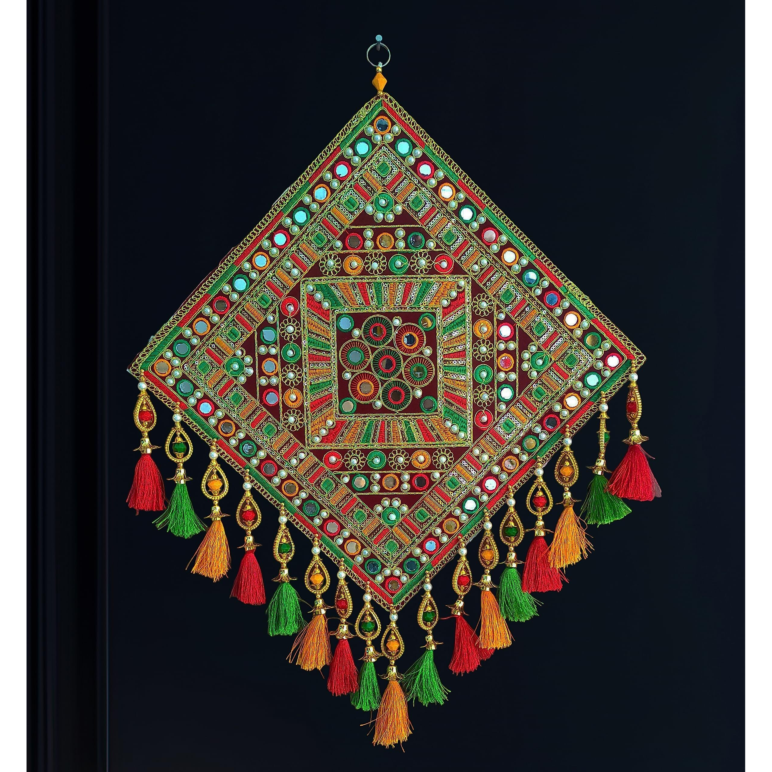 Reptum Decor Square Rangoli Design Wall Hanging Traditional Chakda - 1 Piece