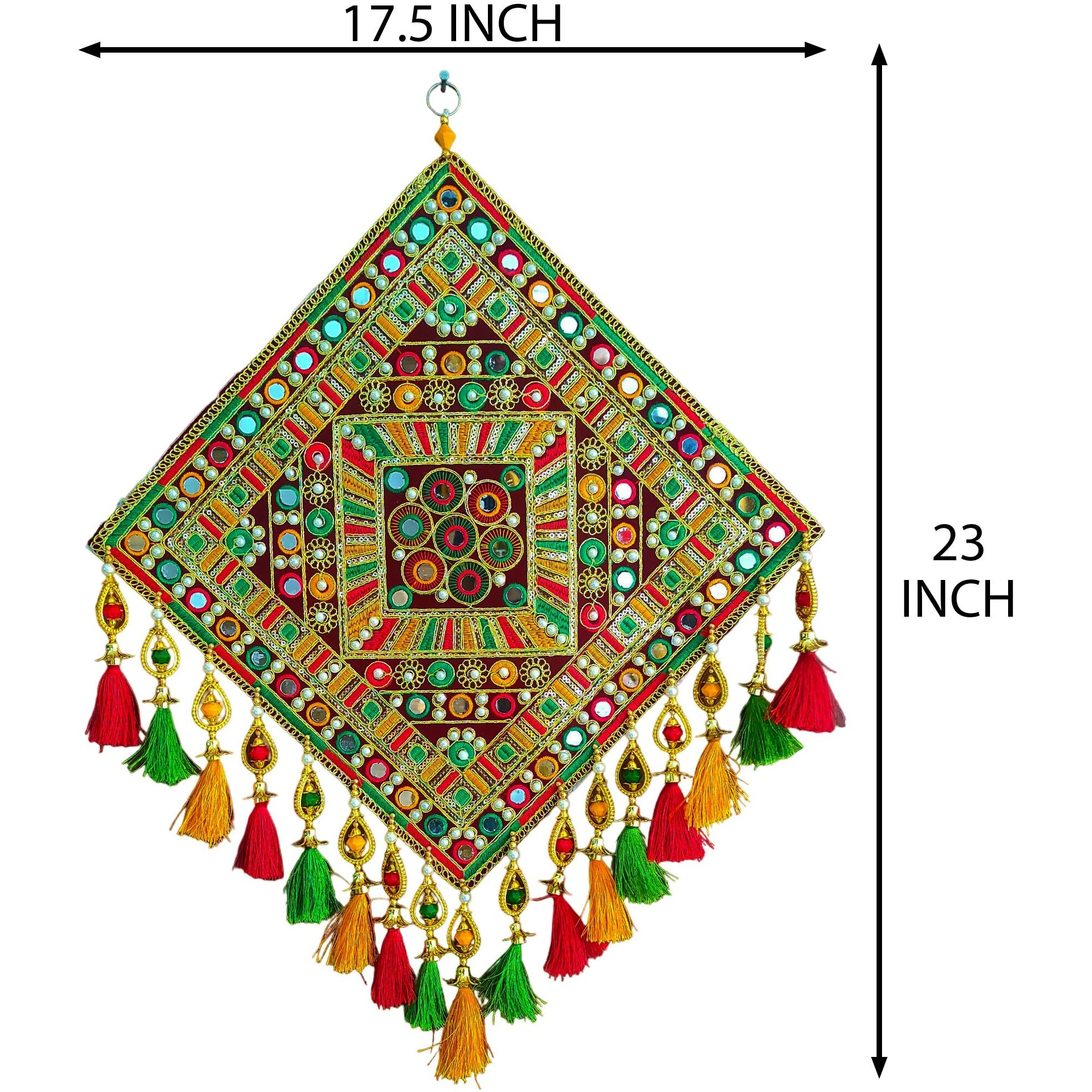 Reptum Decor Square Rangoli Design Wall Hanging Traditional Chakda - 1 Piece