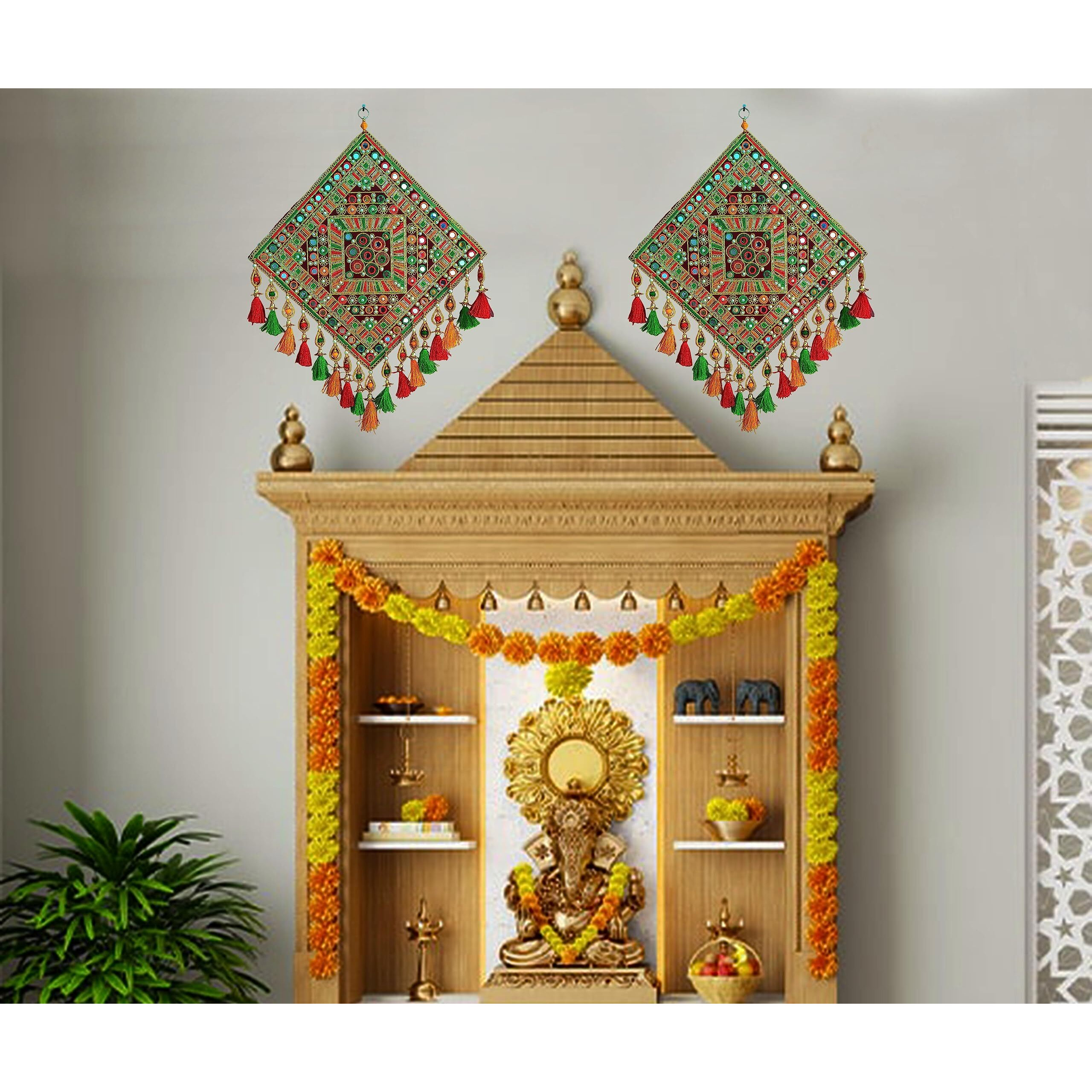 Reptum Decor Square Rangoli Design Wall Hanging Traditional Chakda - 1 Piece