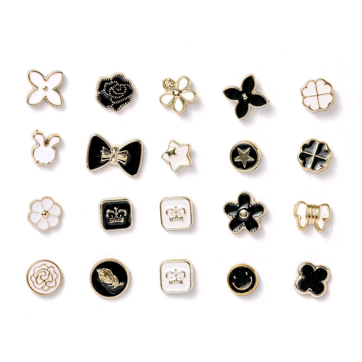 Inovera (Label) 20 Pieces Shirts Brooch Buttons For Women, Girls  Jeans, Hats, Fancy Brooches Pins  No Sew Button Black And White