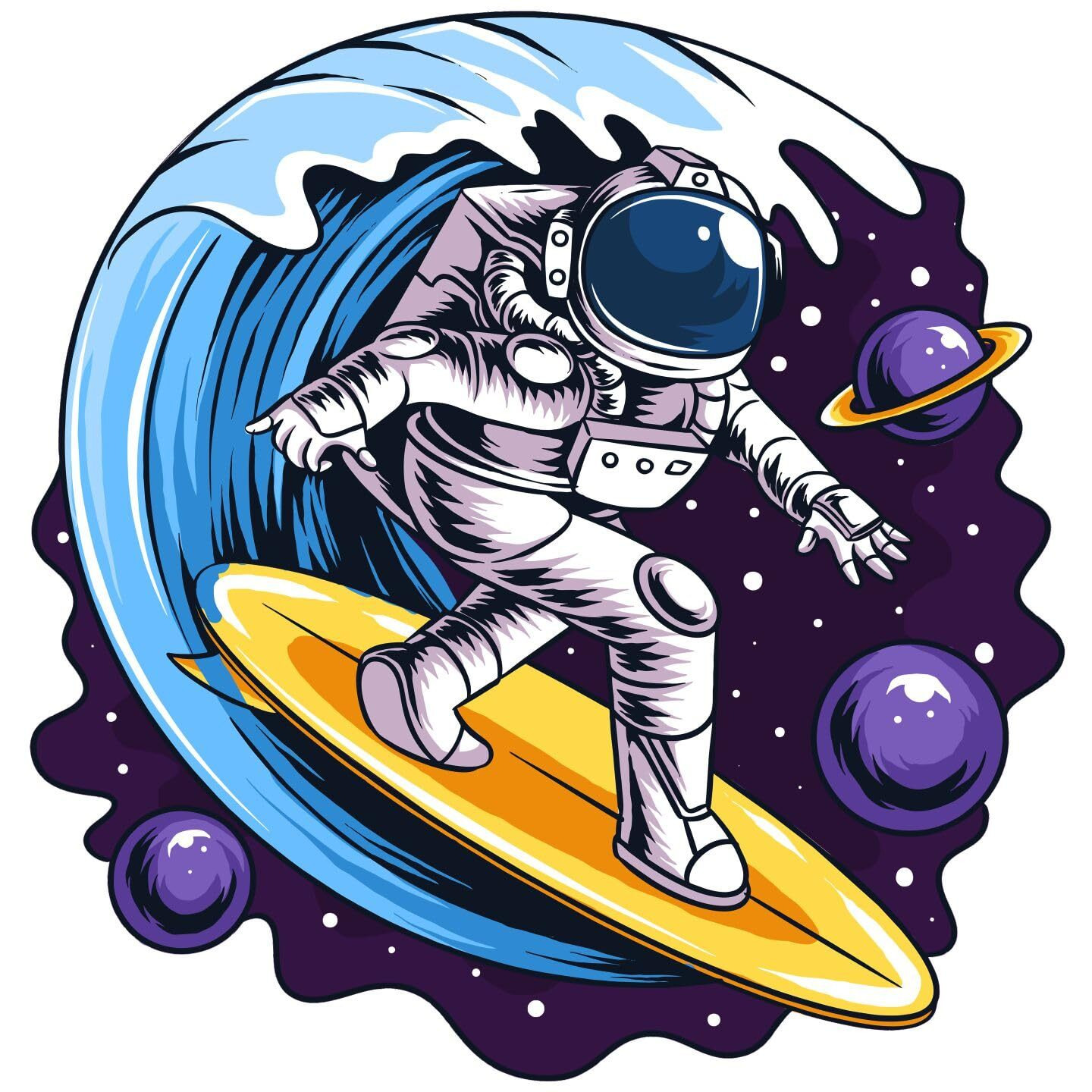 Sticker Yard Astronaut Surfer Decor Kids Room Decor, Hall Decor, Kitchen Decor, Living Room Decor,Bedroom Decor Vinyl Wall Sticker,Multicolor (Standard Size -55X55Cm)