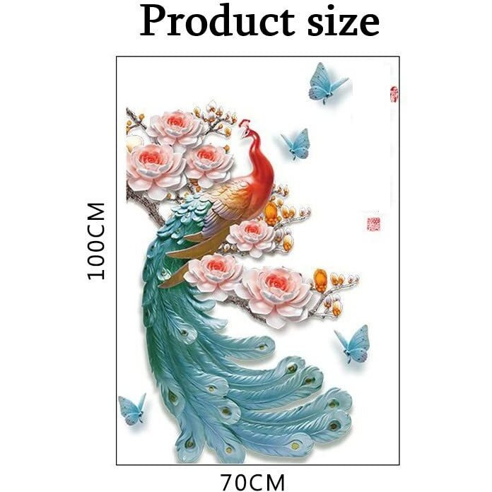 Jaamso Royals Peacock With Colorfull Sticker For Wall, Wall Design, Wall Design Sticker For Hall, Wall Stickers For Bedroom Big Size, Sticker For Wall Decoration (Set Of 2 Wall Sticker Sheet)