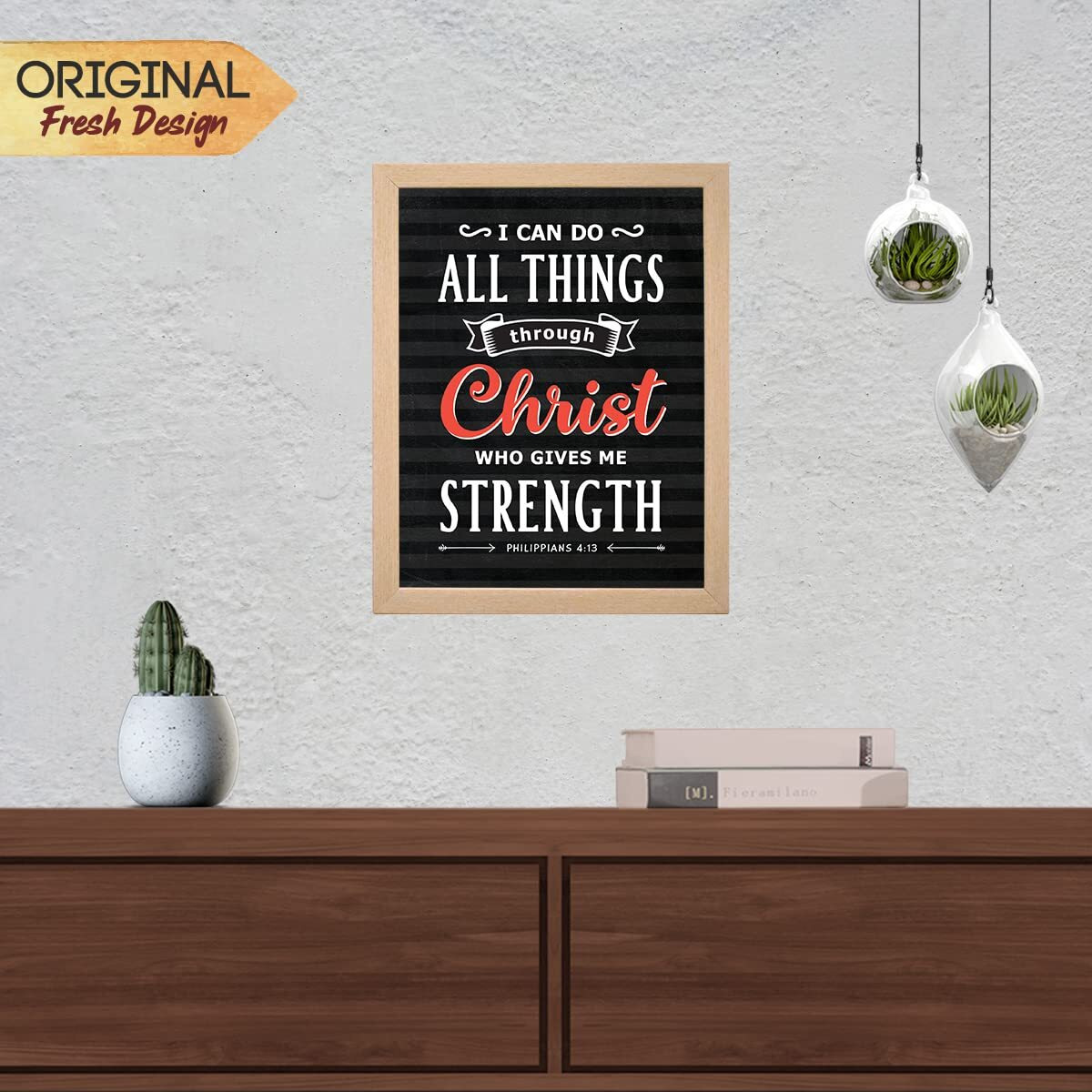Chaka Chaundh - Jesus Quotes Wall Frames - Christmas Quotes Wall Frames - Christian Wall Frames - Bible Verses Wall Decor - (14 X 11 Inches) (I Can Do All Things - Black)