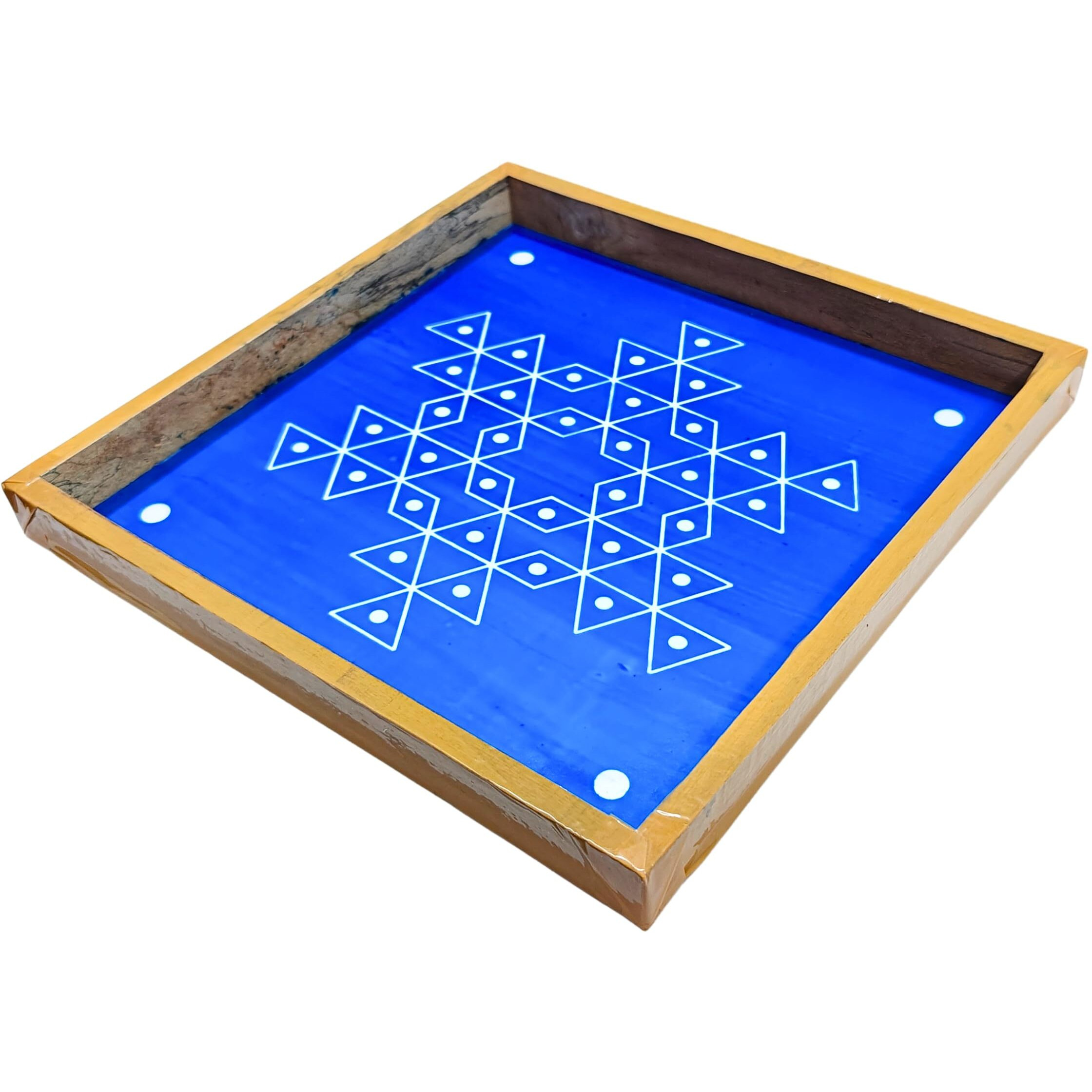 Anciently Star Flower Padi Kolam Rangoli Stencil Wooden, Rangoli Sacha Wooden, 1 Piece (10X10 Inches)