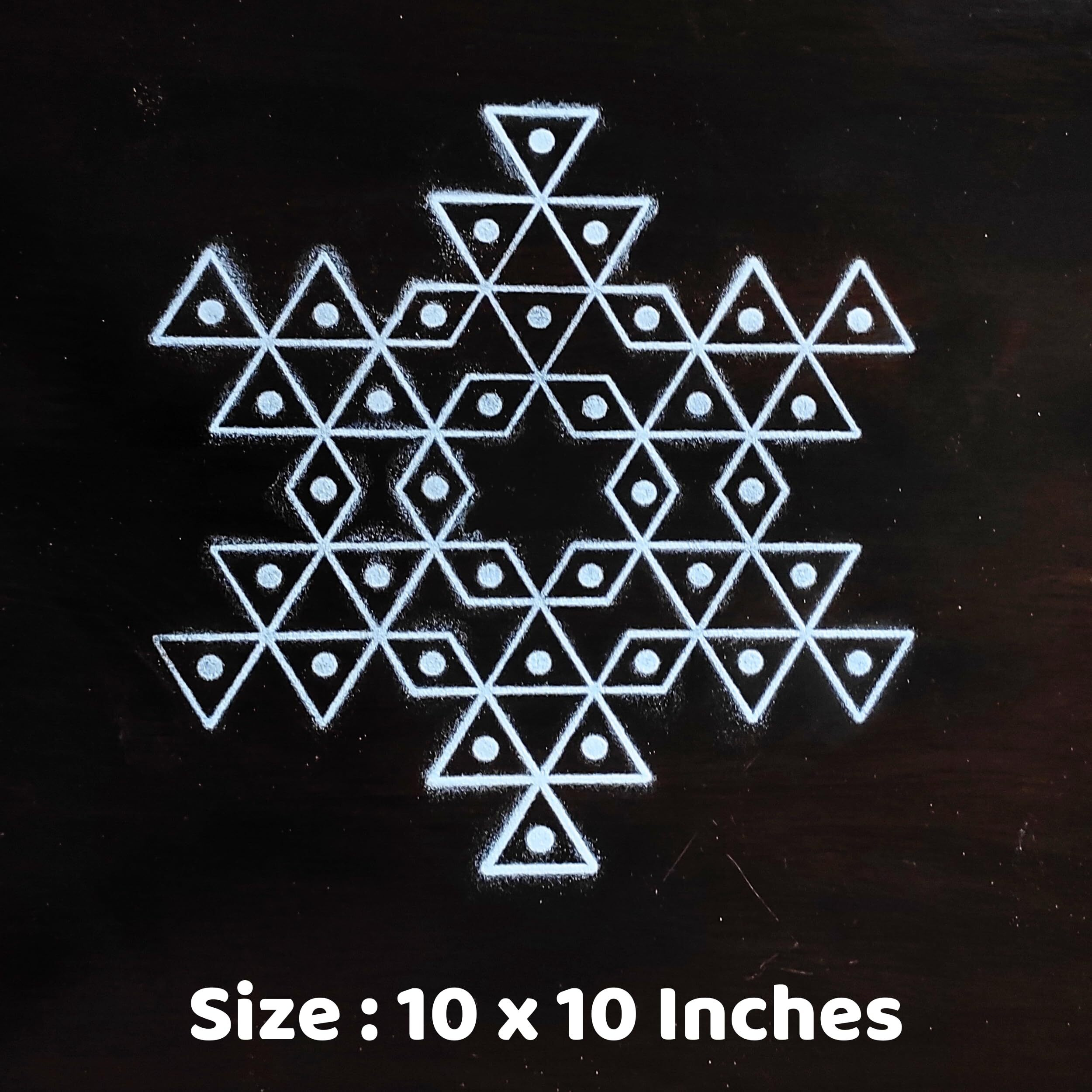 Anciently Star Flower Padi Kolam Rangoli Stencil Wooden, Rangoli Sacha Wooden, 1 Piece (10X10 Inches)