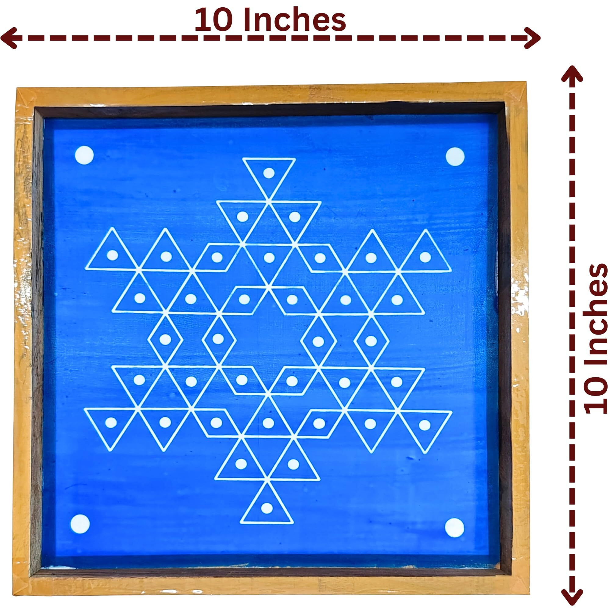 Anciently Star Flower Padi Kolam Rangoli Stencil Wooden, Rangoli Sacha Wooden, 1 Piece (10X10 Inches)