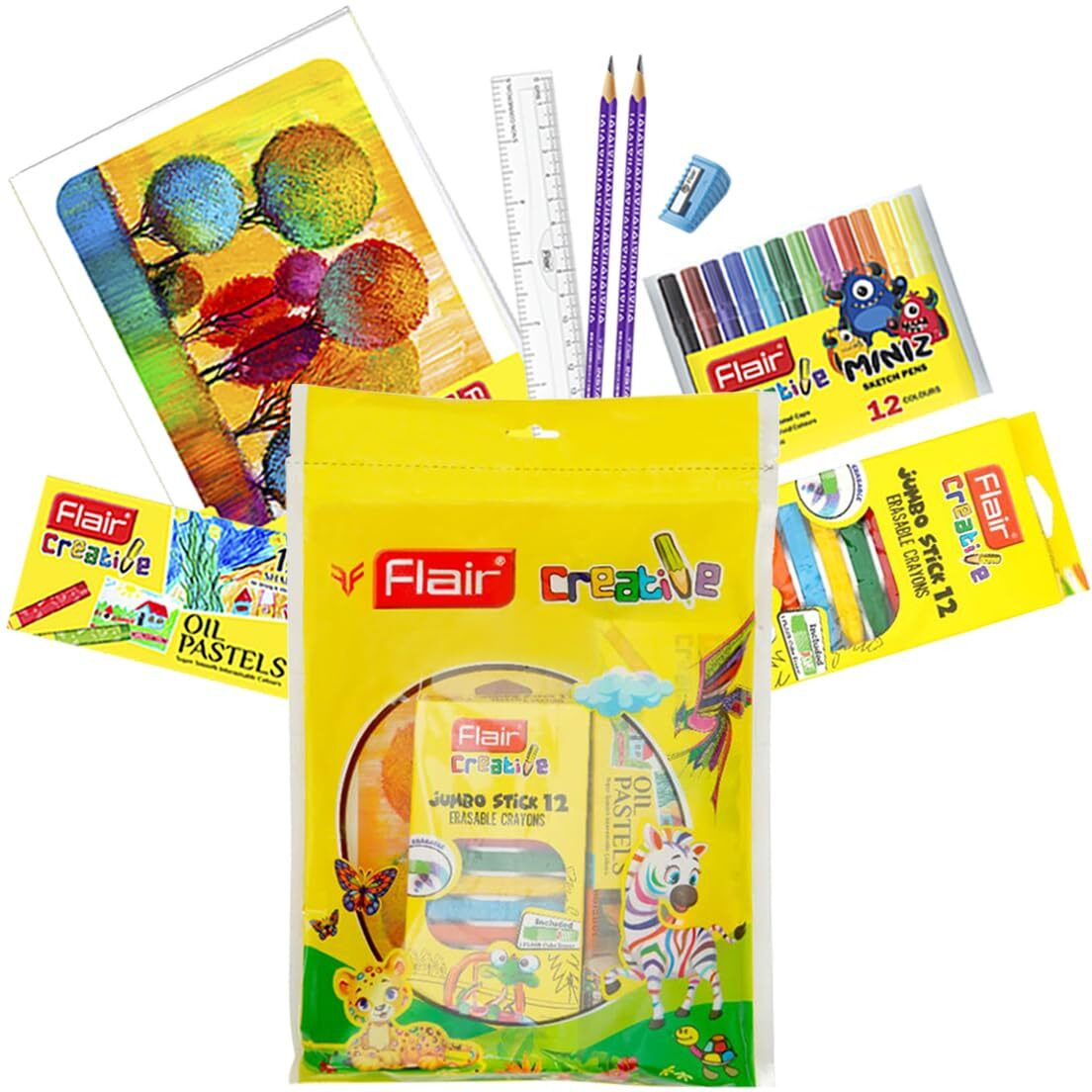 Flair Creative Series Coloring Smart Kit | Combination Smart Kit For Your Creative Need | Non-Toxic & Safe For Childrens | Kids Coloring Set | Stationery Kit Ideal For Gifting | Set Of 1