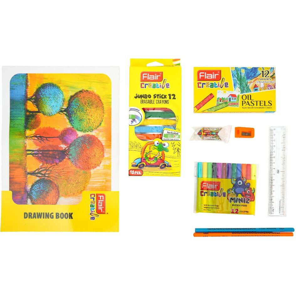 Flair Creative Series Coloring Smart Kit | Combination Smart Kit For Your Creative Need | Non-Toxic & Safe For Childrens | Kids Coloring Set | Stationery Kit Ideal For Gifting | Set Of 1