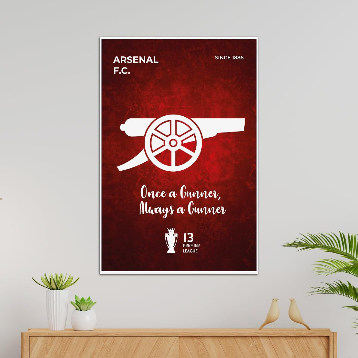 Tenorarts Arsenal Fc Poster White Club Logo Wall Poster With Thick 300 Gsm Matt Finish Paper (18Inches X 12Inches)