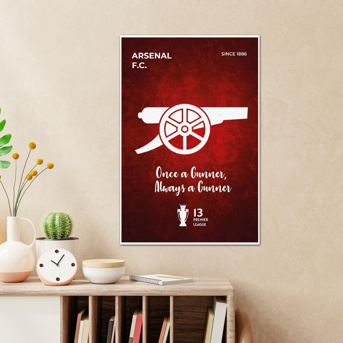 Tenorarts Arsenal Fc Poster White Club Logo Wall Poster With Thick 300 Gsm Matt Finish Paper (18Inches X 12Inches)