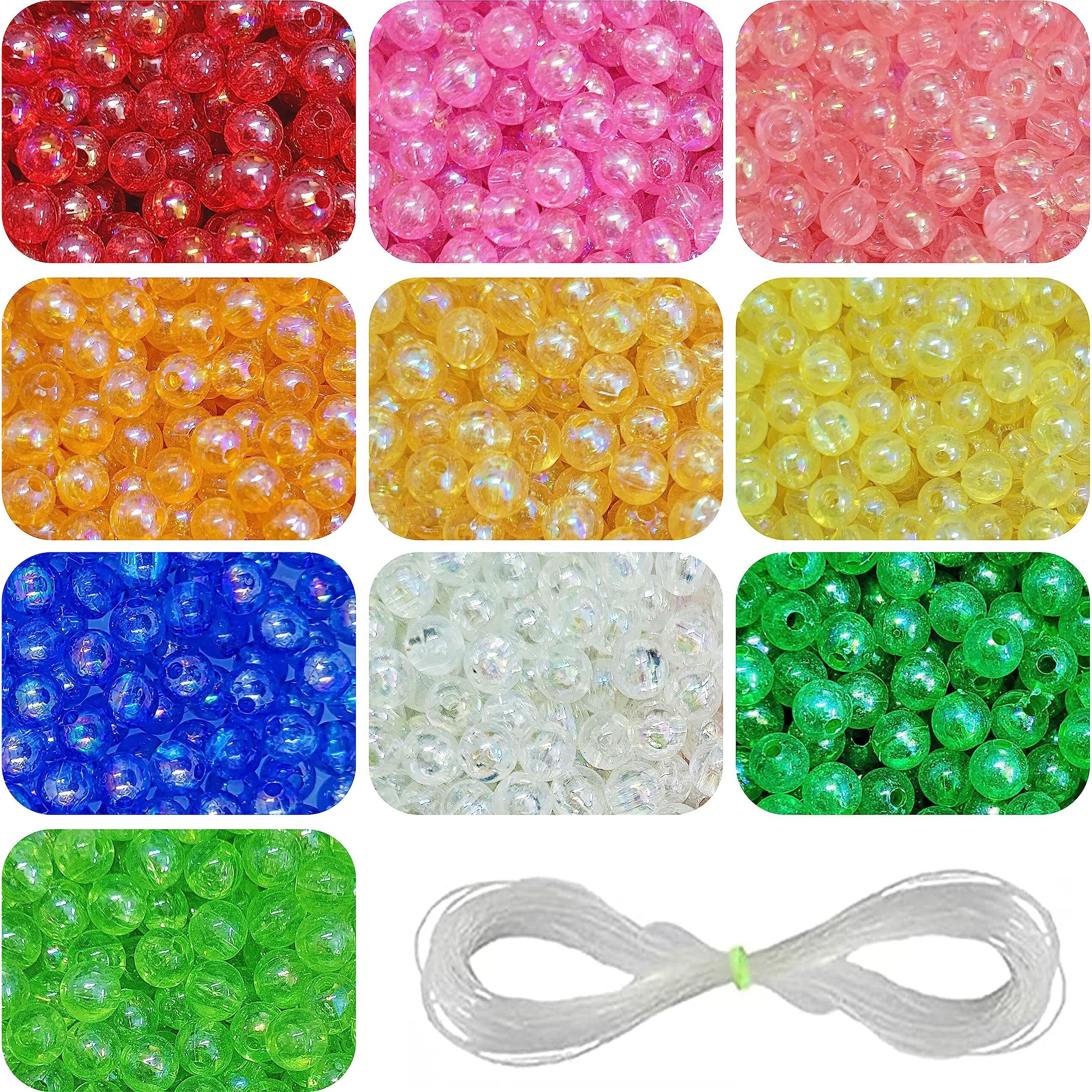 Indikonb 1100 Pcs Multi Colour Pearl Beads - 6 Mm 10 Colors Multicolor Pearl Beads Loose Spacer Beads With Hole For Jewelry Making, Round Rainbow Pearl Beads For Diy Craft Bracelet Necklace Earrings