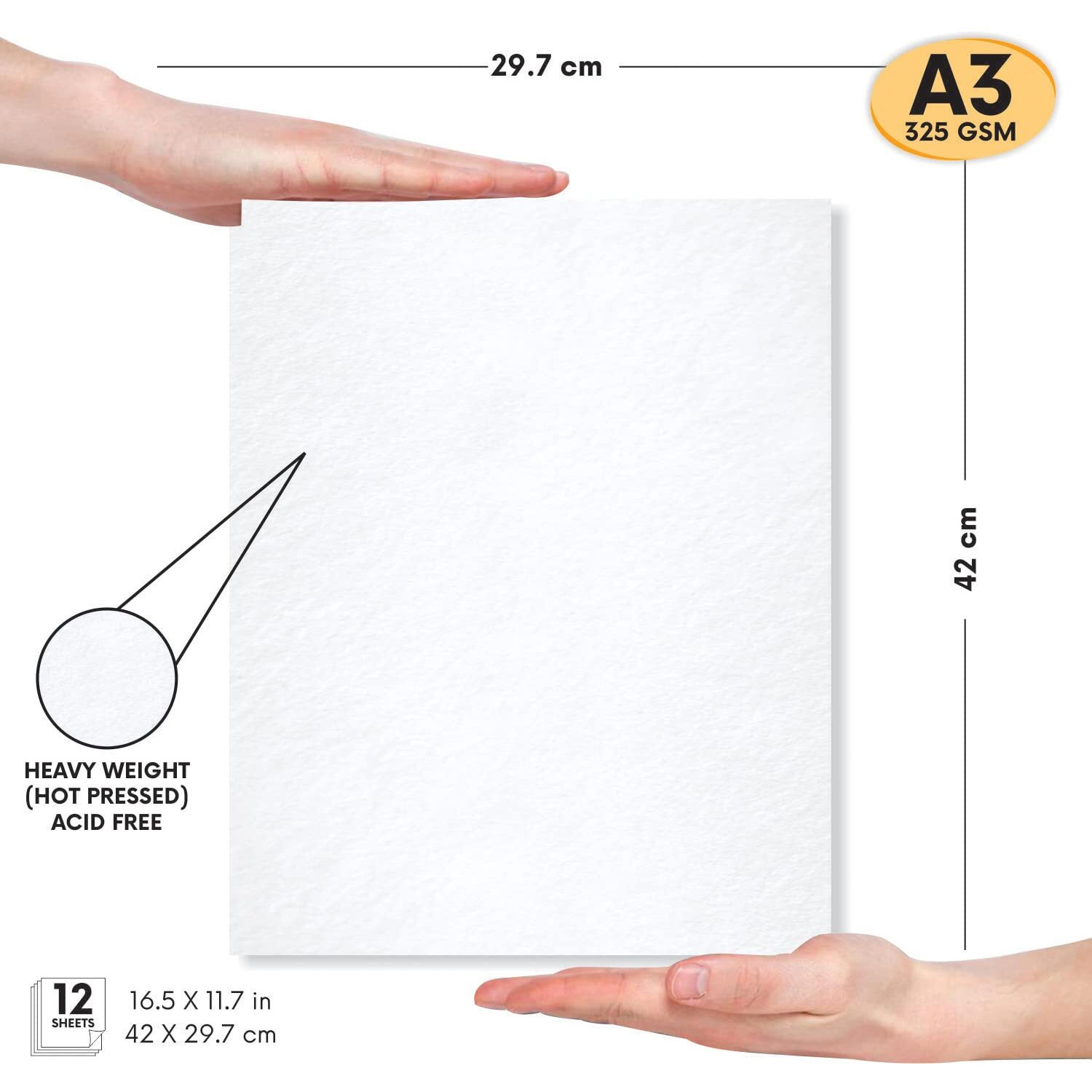 Zen Sangam Artists - Combo Pack Of A3,A4,A5 Heavy Weight Mixed Media Papers - 325 Gsm - Hot Pressed - Smooth Texture Surface - For Heavy-Body Paints, Calligraphy And Brush Pen Lettering