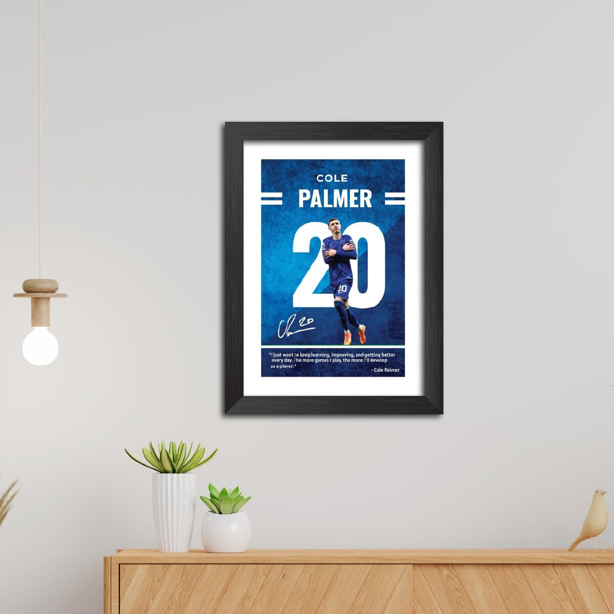Tenorarts Cole Palmer Poster Chelsea Laminated Photo Framed Painting With Matt Finish Black Textures (12 Inches X 9Inches)