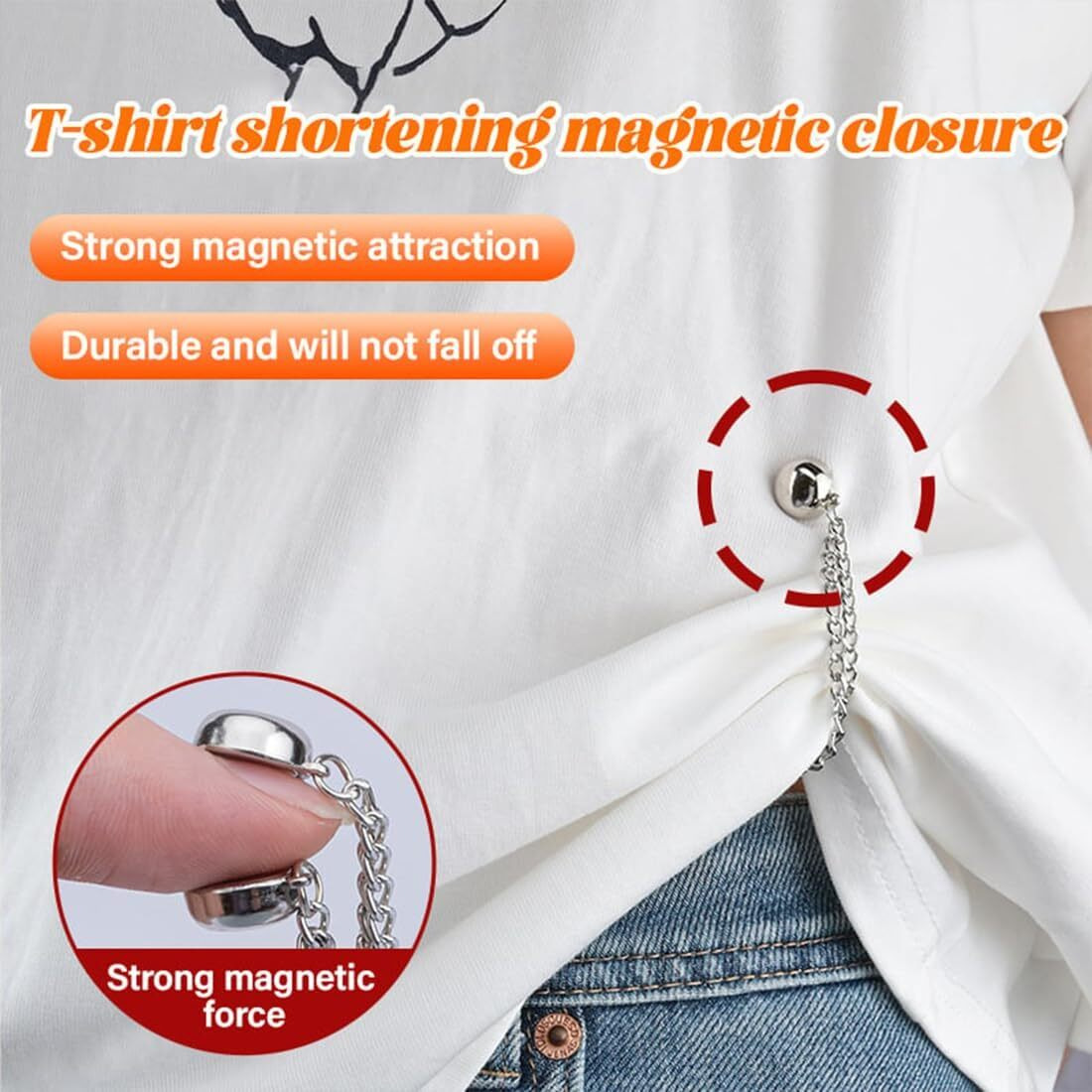 Magnetic Clothing Clips,Multi-Function Clothing Clips,Metal Pinless Brooch Clothes Hijab Magnets Chain Cuff Holder T-Shirt Hems Collar Shirt Trousers Etc(Silver)