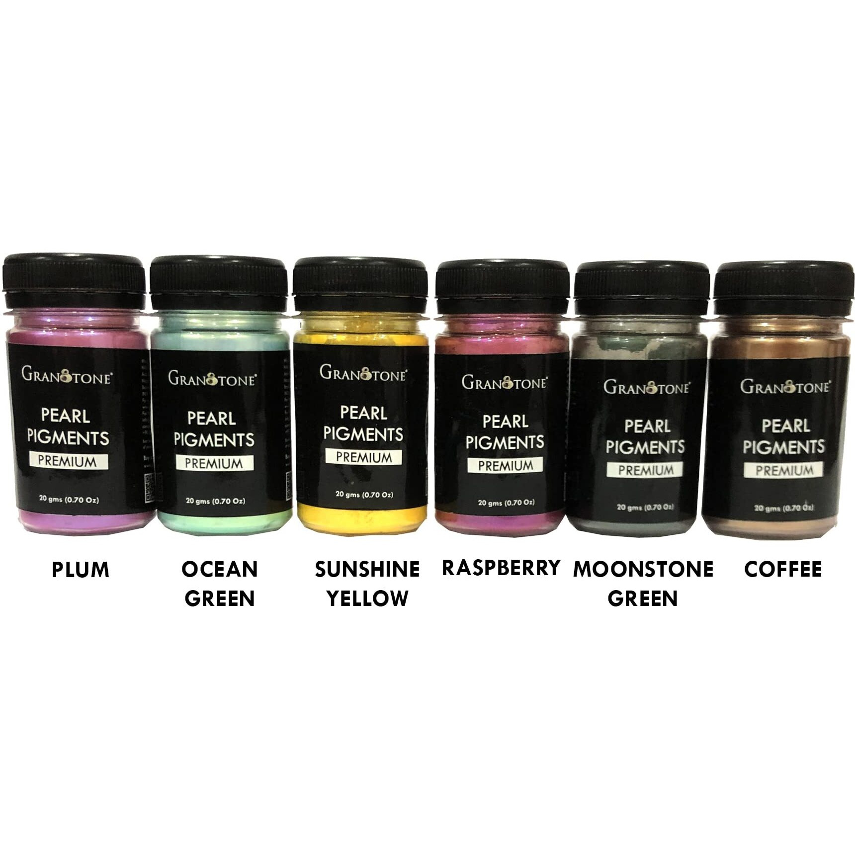 Granotone Non-Toxic Pearl, Mica Pigment Powder For Epoxy Resin, Soap, Painting, Art And Craft Projects (Vibrant Colors Set Of 6, 20 Gms Each)