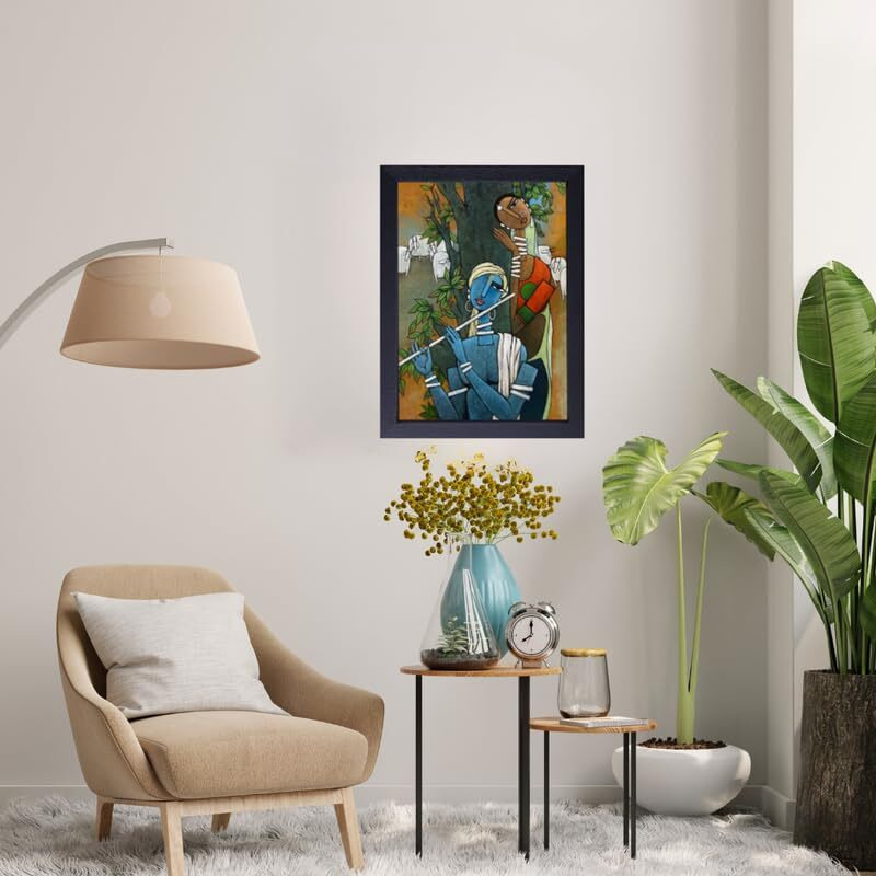 Vsk Sketch Art Studio Wooden God Krishna Painting For Home Decoration For Dining Room (8 X 12 Inch)
