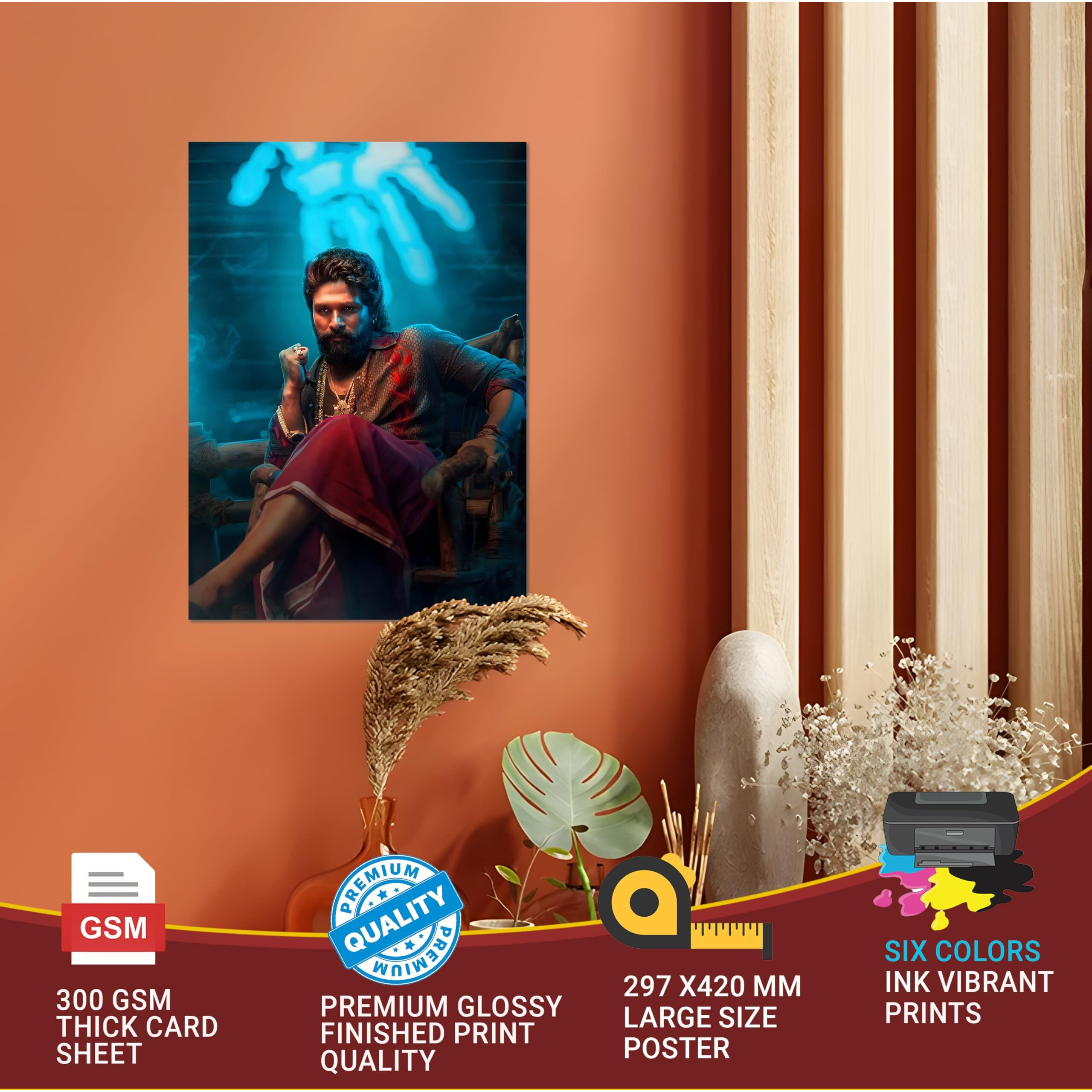 Allu Arjun Poster For Wall | Pushpa Poster | Pushpa Sticker | Allu Arjun Stickers For Wall | Pushpa 2 Poster | Allu Arjun Wall Poster | Pushpa Allu Arjun Posters For Living Room, Bedroom