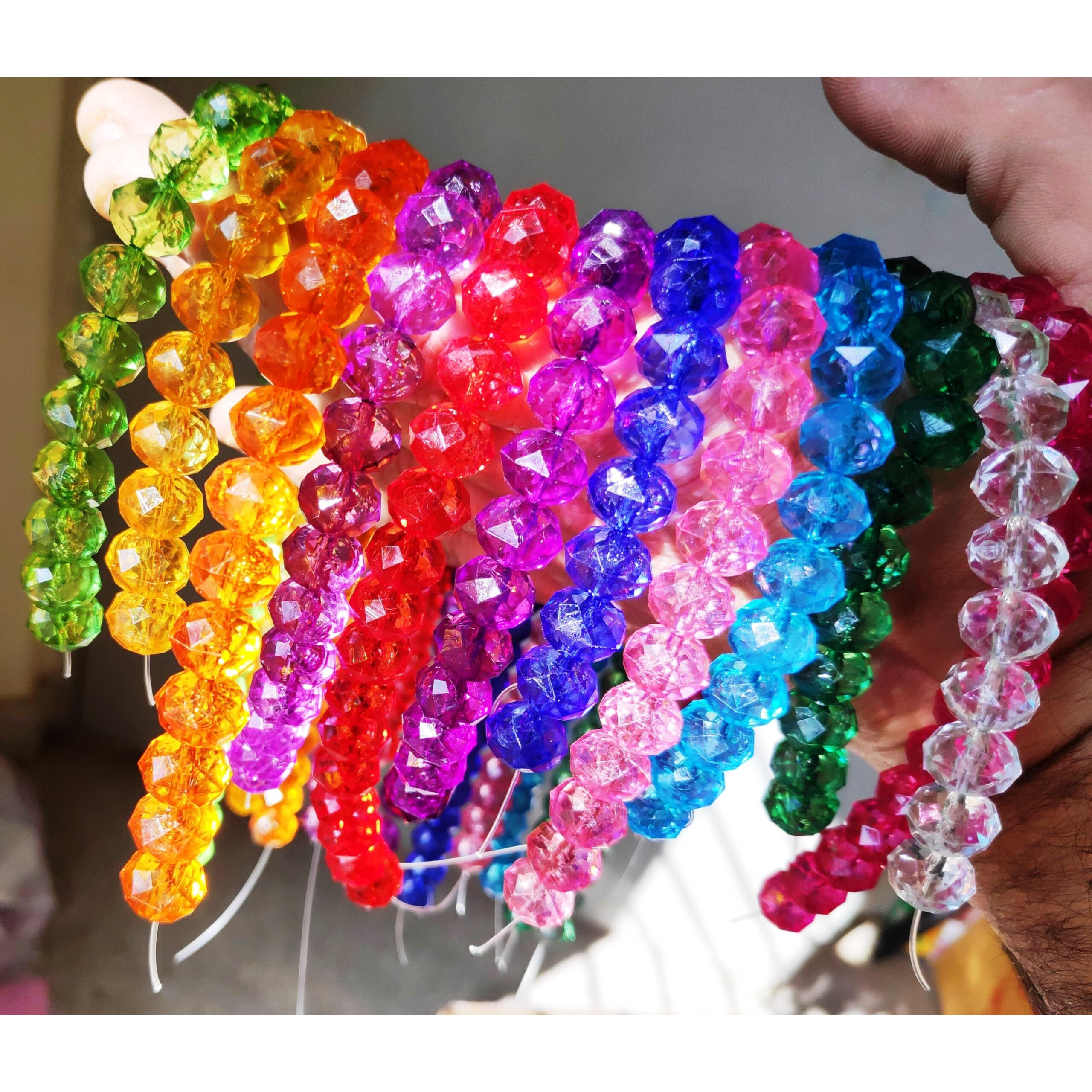 Go-Set-Get 500Pcs (10Mm) Mix Of 10 Colors Rondelle/Tire Crystal Plastic Beads Round Beads For Jewelry Making (Crystal-Rondelle500)