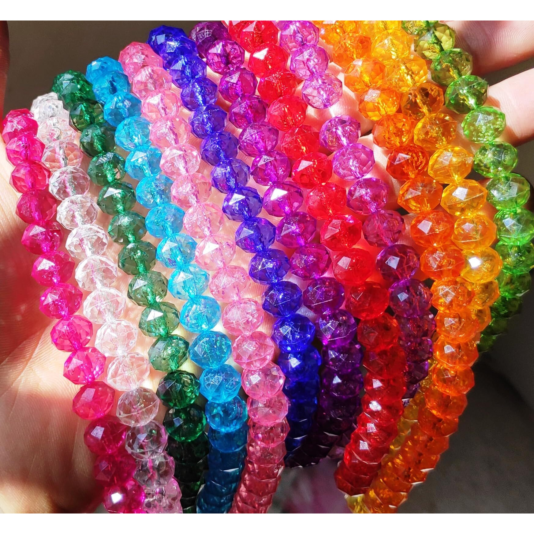 Go-Set-Get 500Pcs (10Mm) Mix Of 10 Colors Rondelle/Tire Crystal Plastic Beads Round Beads For Jewelry Making (Crystal-Rondelle500)