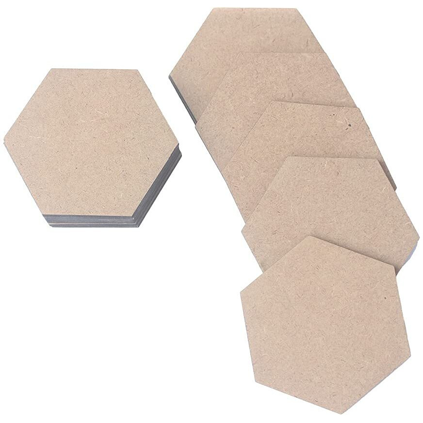 Mdf Hexagon Shape Cutout,Art And Craft Work Activity, Home Decor, Gift, Artistic Work-01 (2.5 X 2.5 Inch)(Piece-10)