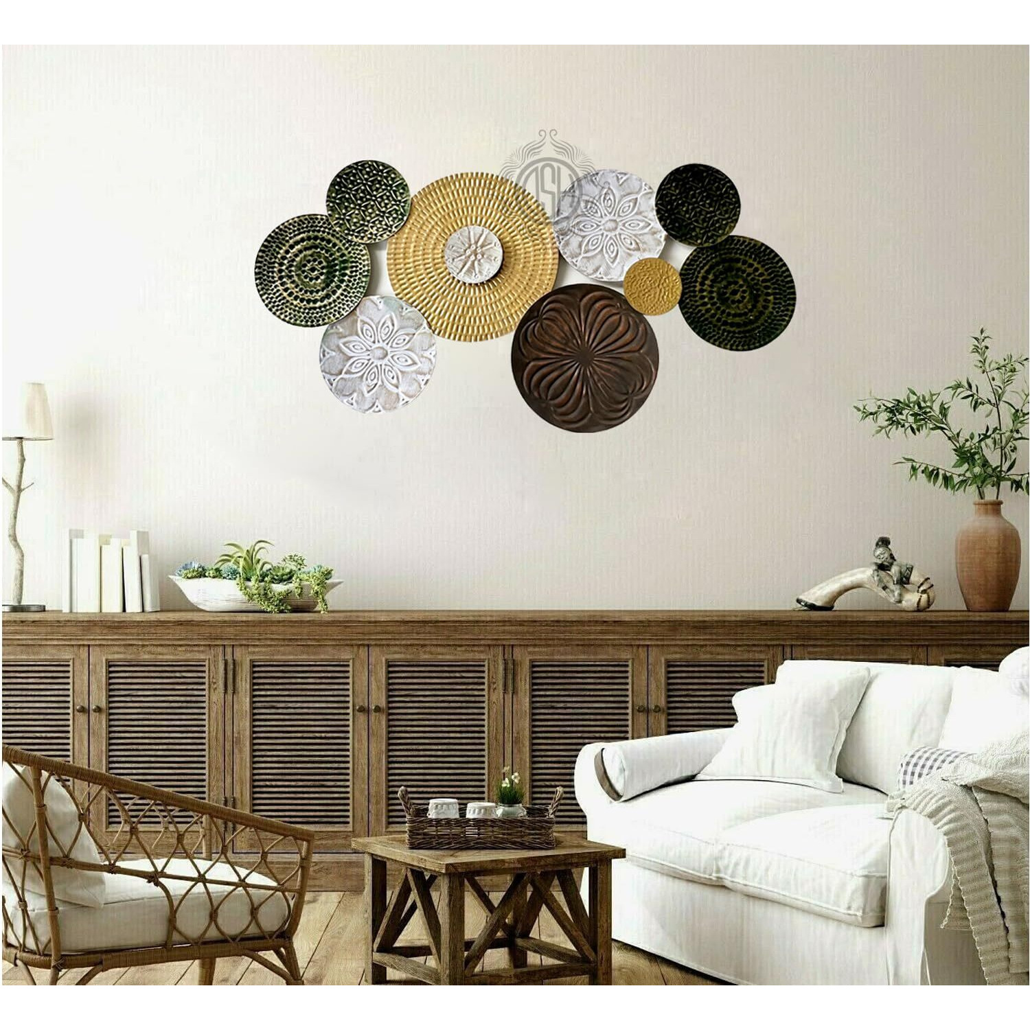 Dsh Crafting Your Curiosity Metal Wall Decor Multi Color Wall Arts (37X17 Inch) Wall Hanging Sculpture For Home Hotel Decoration.(Iwart-12-Fqlv-Gldgrnhmr)