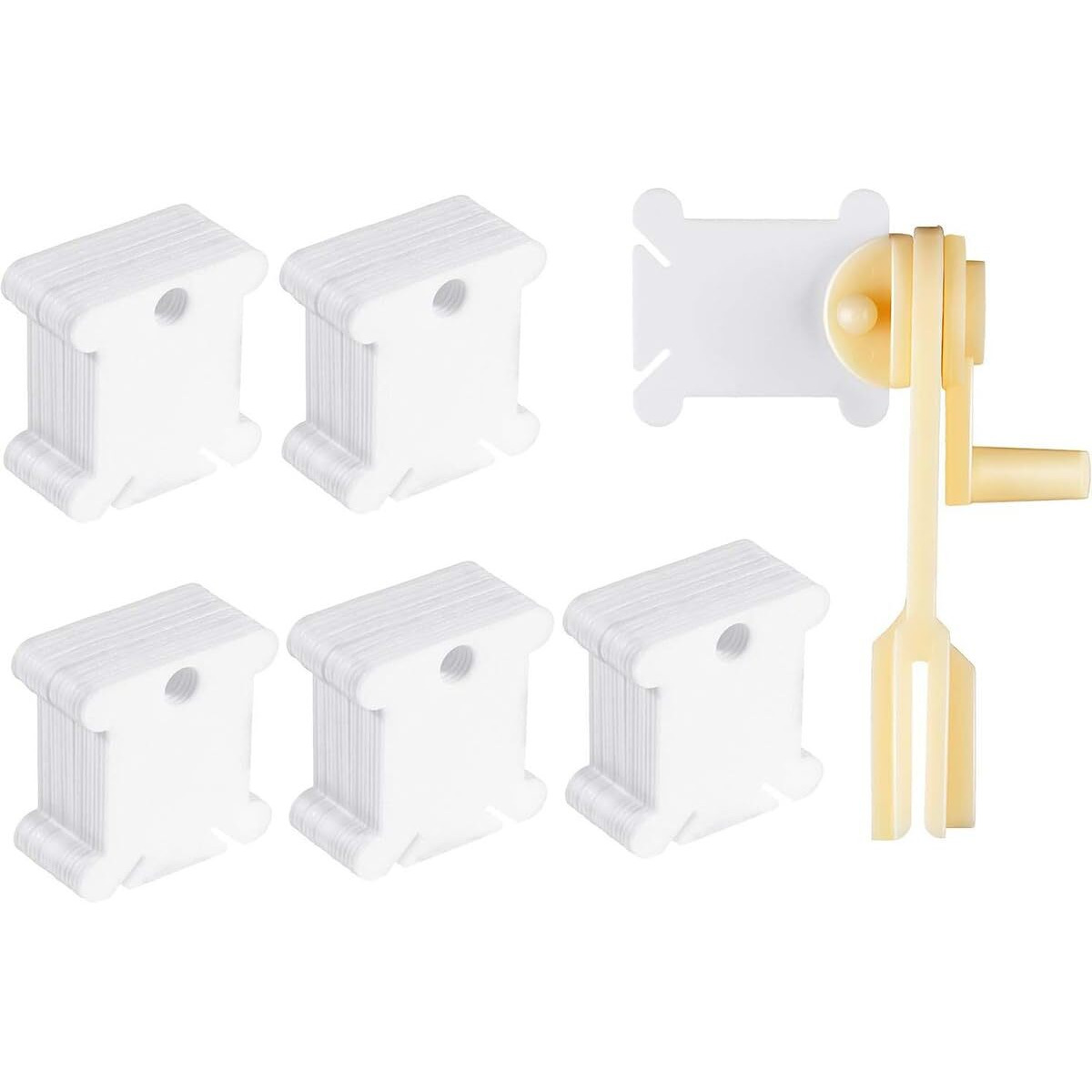 Hasthip 100 Pcs Plastic Thread Bobbins Holder With Efficient Bobbin Winder, Cross Stitch & Embroidery Thread Yarn Organizer, 1.57'' Plastic Bobbins Yarn Thread Bobbins For Sewing And Embroidery