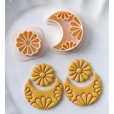 Dhanishtha Polymer Clay Cutter Cutters | Clay Tools | Boho Daisy Moon Clay Cutters | Jewellery Earing Making | Color May Vary | Set Of 2 |