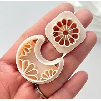 Dhanishtha Polymer Clay Cutter Cutters | Clay Tools | Boho Daisy Moon Clay Cutters | Jewellery Earing Making | Color May Vary | Set Of 2 |