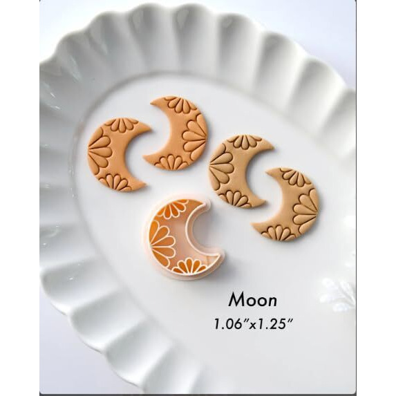 Dhanishtha Polymer Clay Cutter Cutters | Clay Tools | Boho Daisy Moon Clay Cutters | Jewellery Earing Making | Color May Vary | Set Of 2 |
