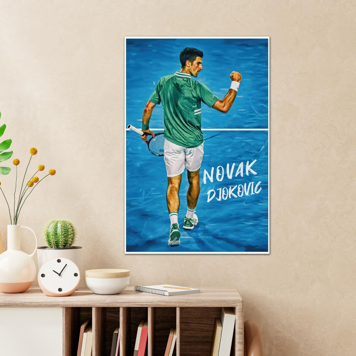 Tenorarts Novak Djokovic Poster Tennis Fan Art Print Wall Poster With Thick 300 Gsm Matt Finish Paper (18Inches X 12Inches)