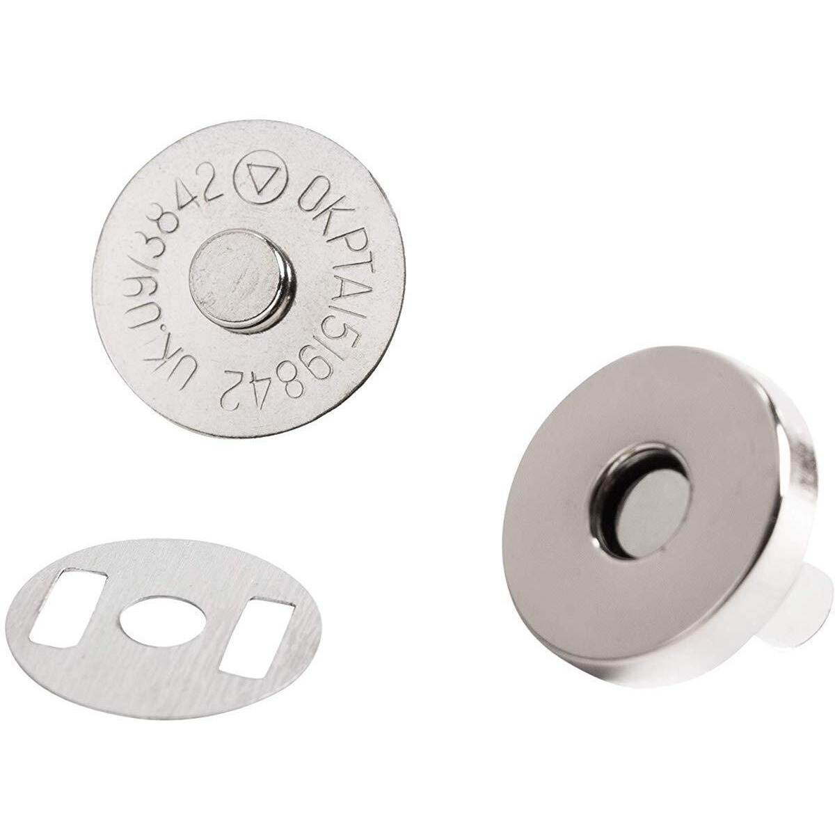 Prokart Magnet Button, Clasps, Snaps, Fasteners For Purse, Bags, Clothes And Diy Works Size 18X18Mm Approx-10 Pcs (Pairs) With Washers