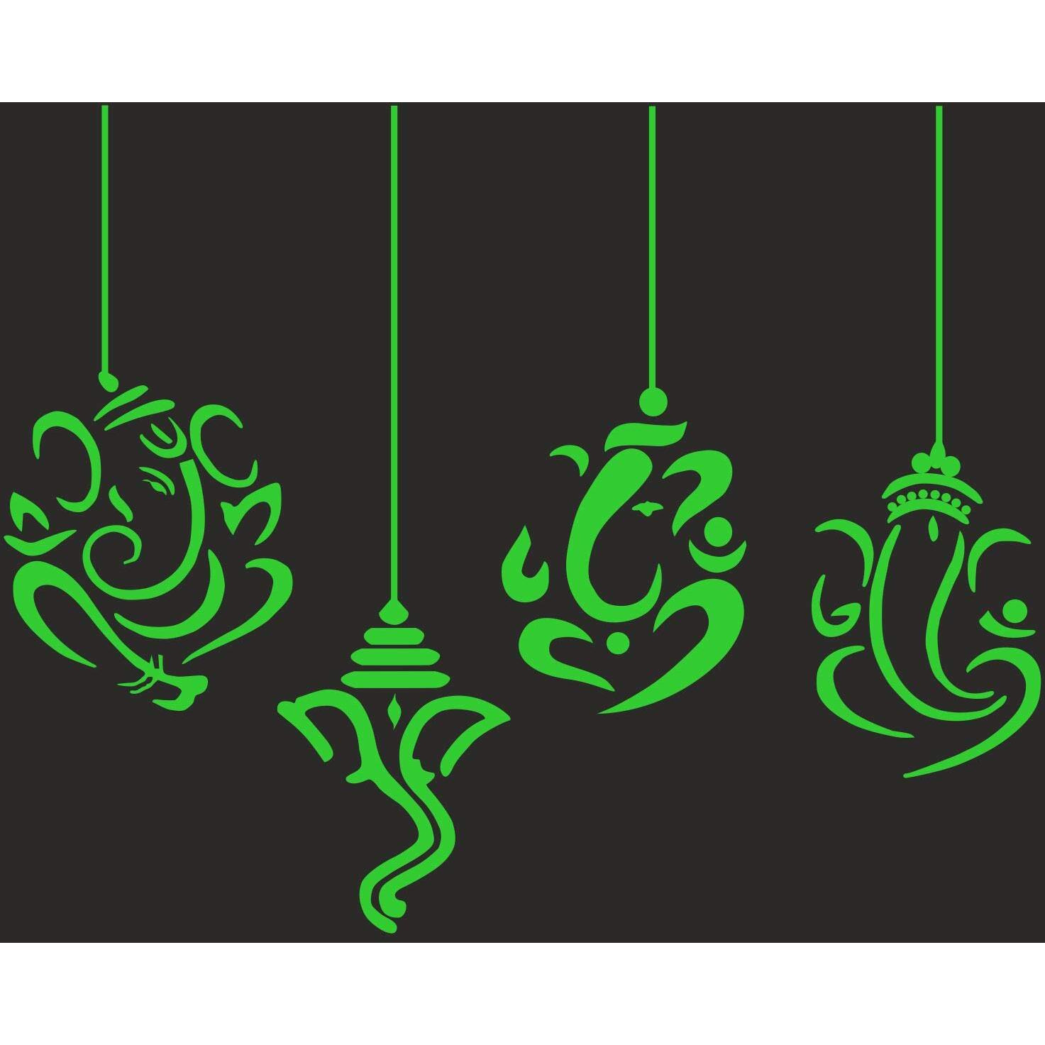 Dreamkraft Glow In Dark Ganesha Wall Sticker Redium Wall Sticker For Home Decor (Green, 35X28 Cm) Ganesha Glow Wall Sticker Festival Reflective Magic Return Gift