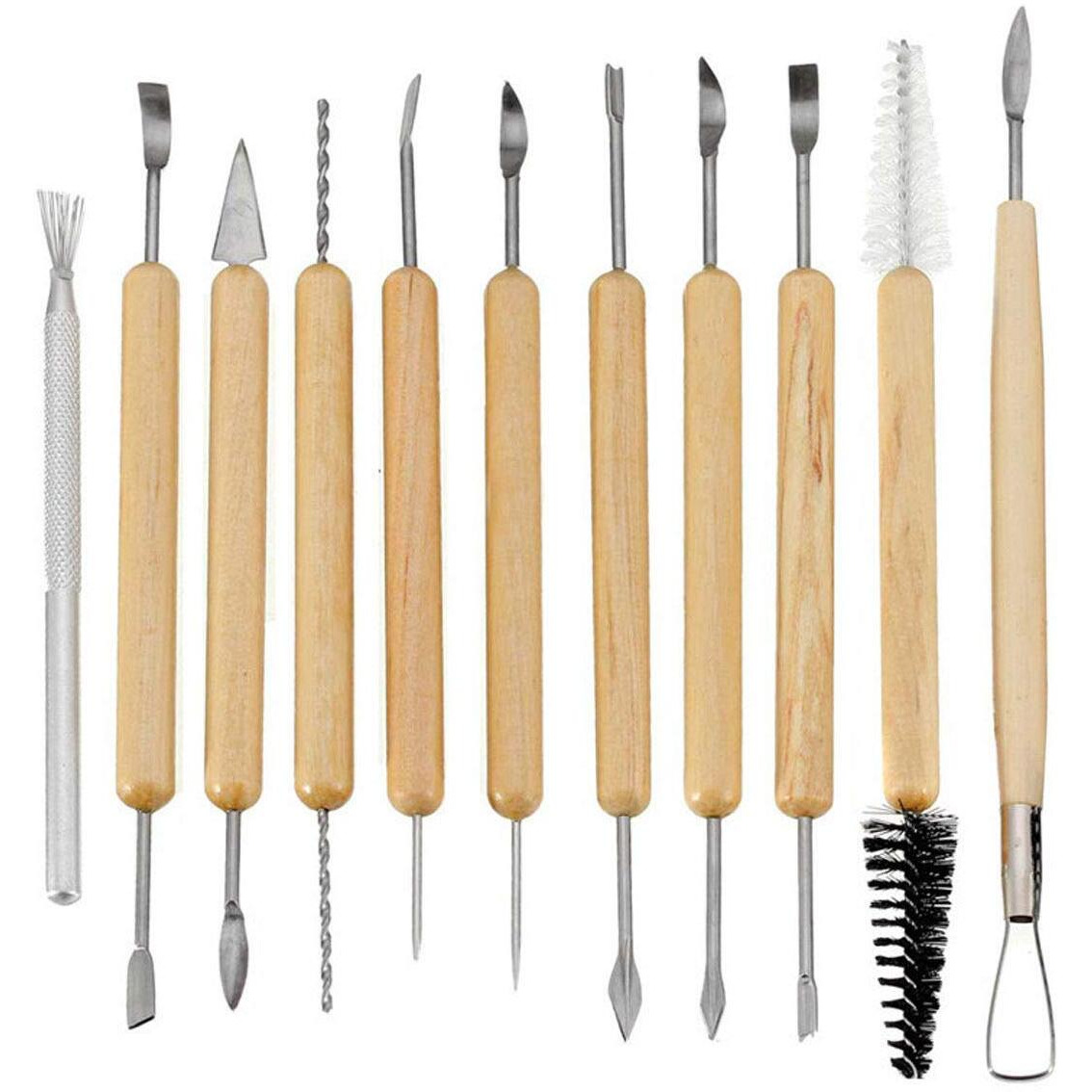 Home Buy Ceramic 11 Pcs Wooden Handle Clay Carving Pottery Sculpting Tools For Art And Craft
