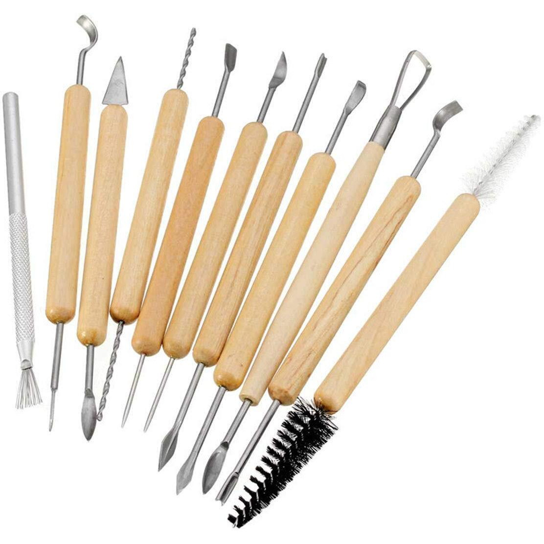 Home Buy Ceramic 11 Pcs Wooden Handle Clay Carving Pottery Sculpting Tools For Art And Craft