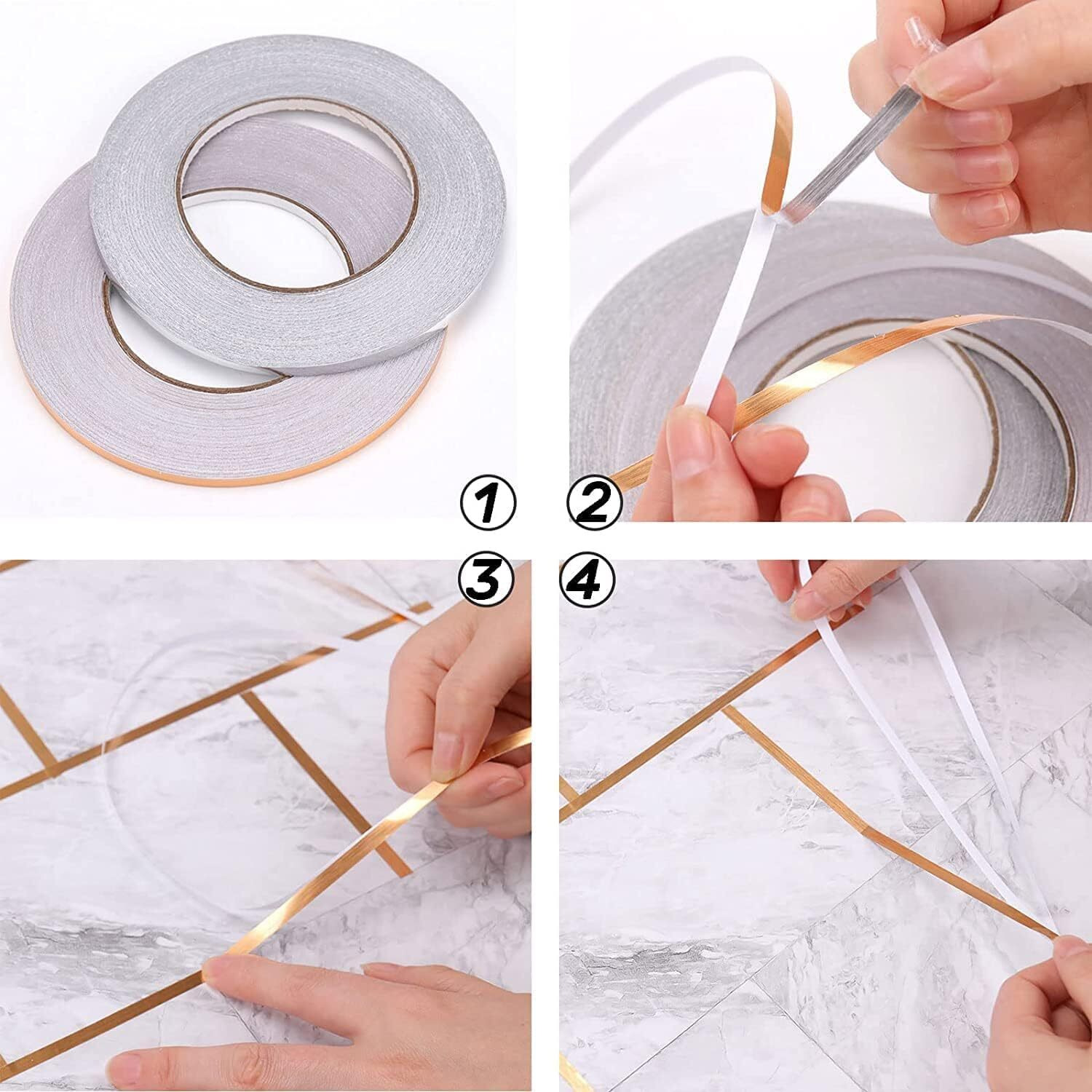 Olafur 50 Meters Golden Tape, Home Floor Wallpaper Waterproof Tiles, Tile Gap Tiles Stickers For Floor Sticker Tape For Scrapbooking Or Birthday Decoration Tape (Golden)