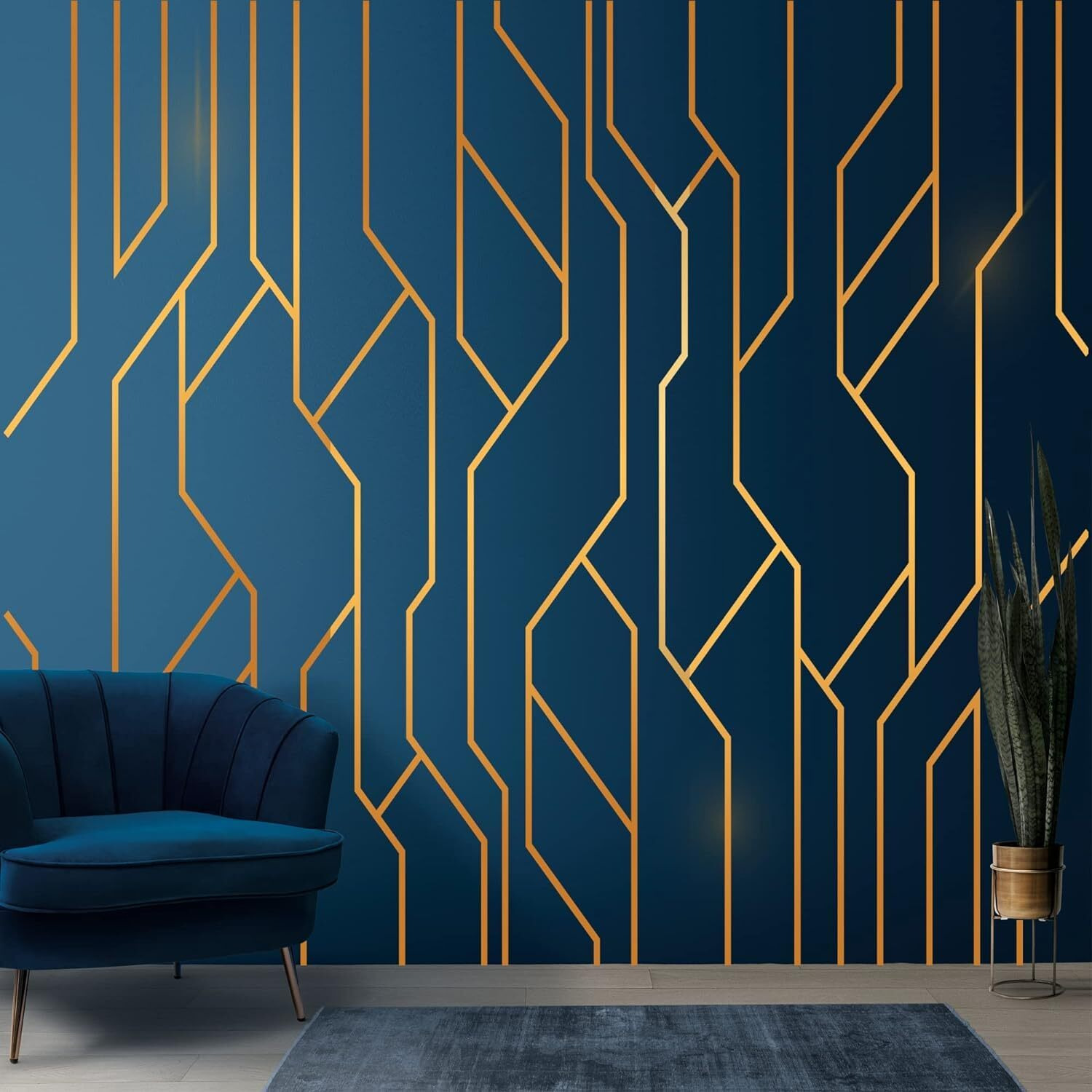 Voiish Floor Tiles Gold Foil Lines Metalized Mirror Tape Self-Adhesive Tile Seam Sticker Waterproof Gap Sealing Foil Decor Tape For Wall Cabinet Kitchen (1Cm X 50Meter)