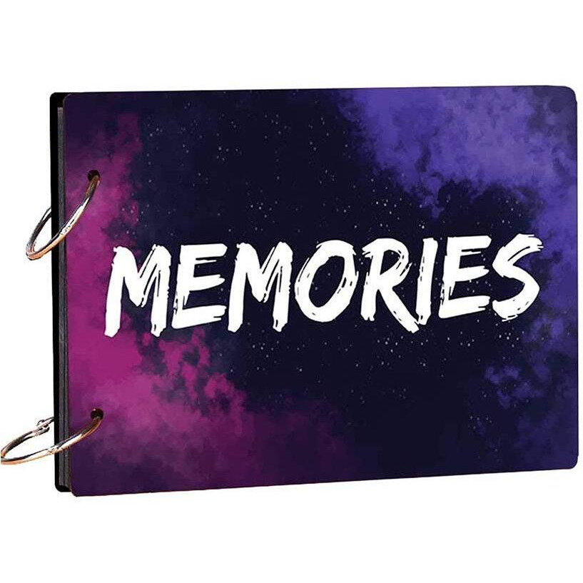 100Yellow Memories Theme Wooden Photo Album Scrapbook| 40 A5 Pages | Size  15.2 Cm X 21.5 Cm |Multicolour