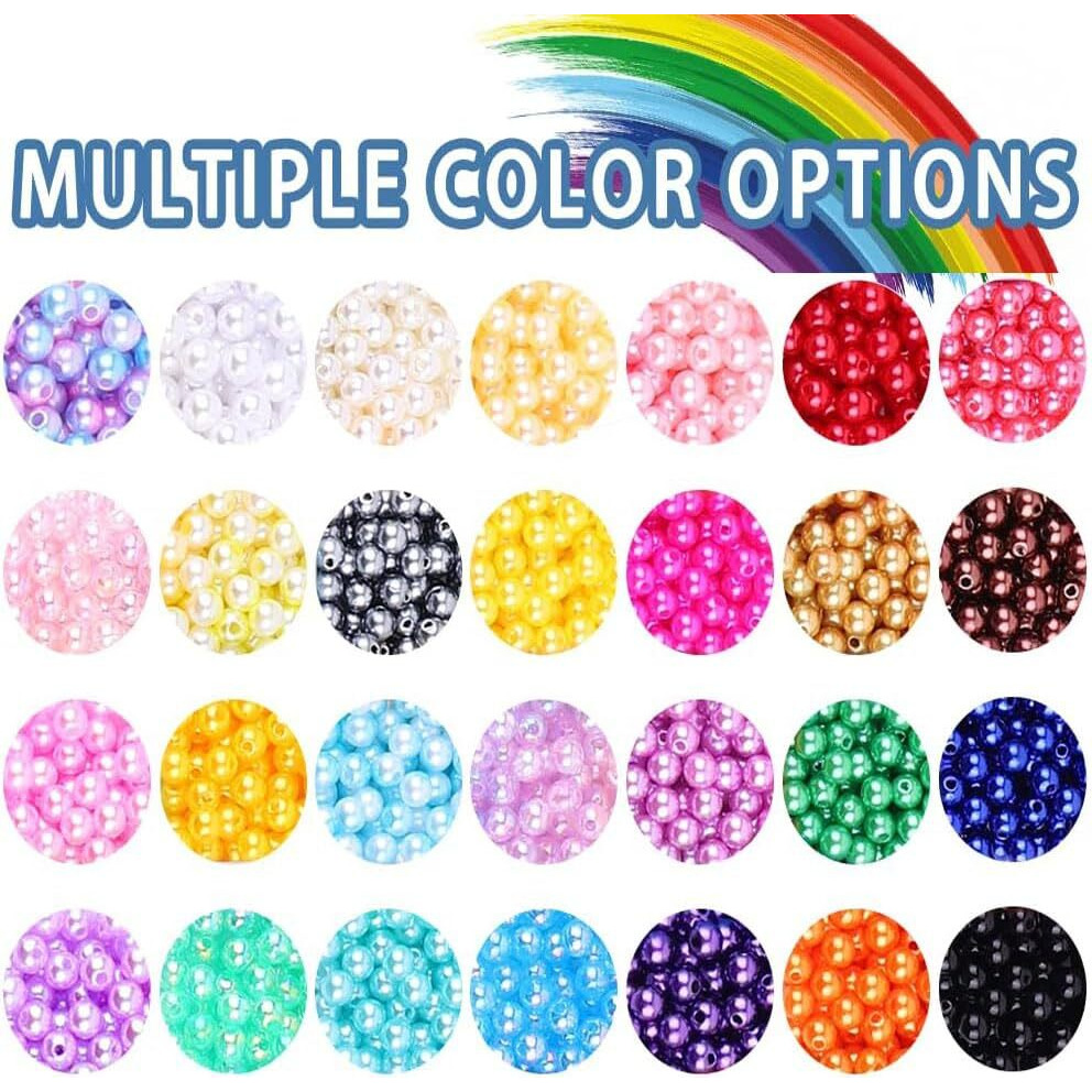 Diy Crafts Jewelry Making Kit, Pearl Beads For Jewelry Making, Multicolor Mixed Beads For Bracelets Necklaces Earrings Making, Round Pearl Beads Kit Gifts For Girls Kids Adults Pcs - (1200)