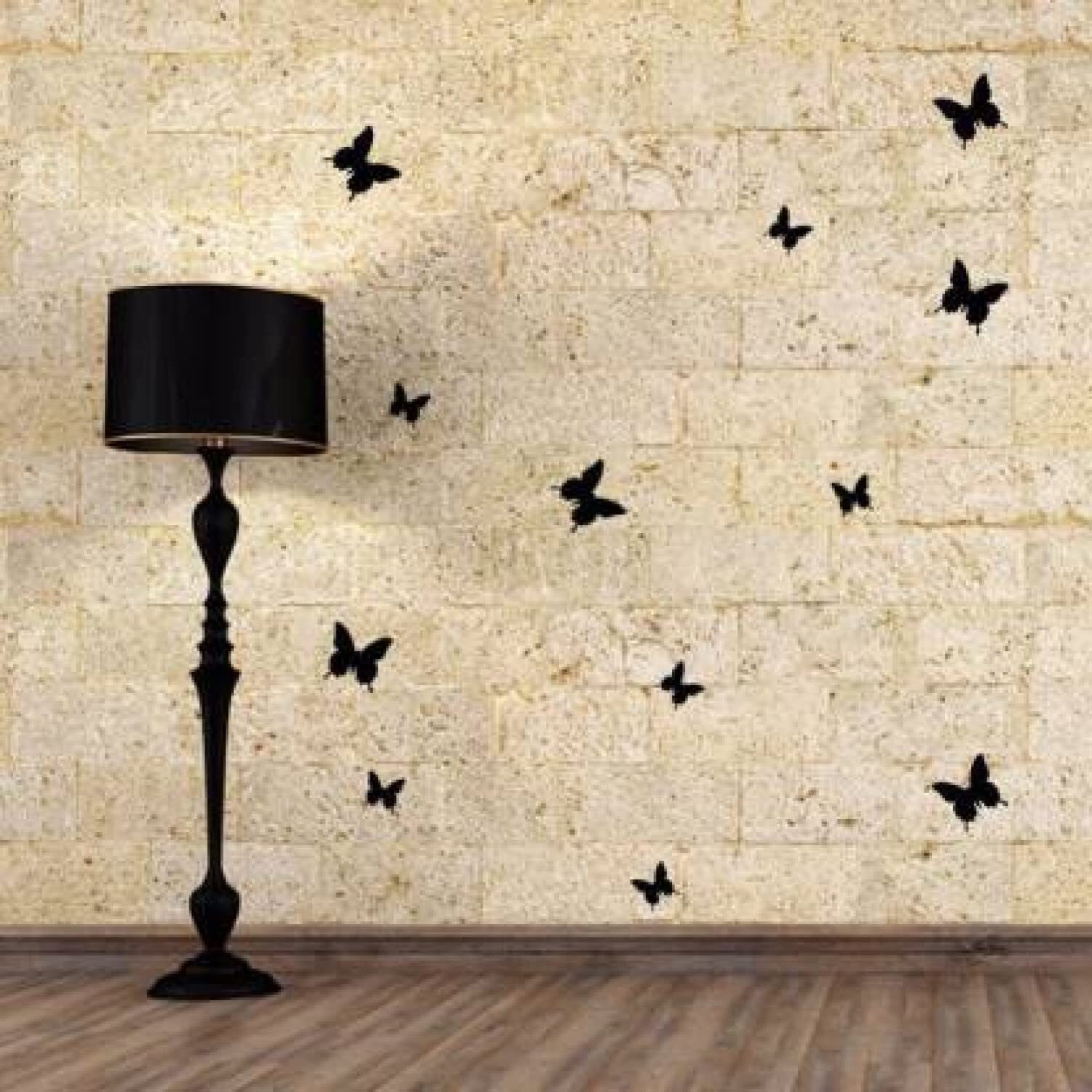 Indian Royals Butterfly Stickers For Wall, Butterfly Decoration Items, Stickers, Wall Decor, Butterflies Pack Of 12 (Black, 21Cm X 34Cm)
