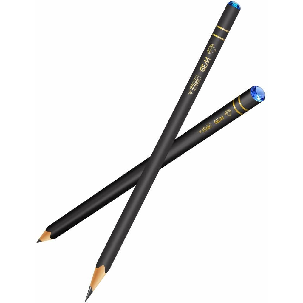 Flair Creative Series Gem 2B Graphite Pencil Tumbler | Extra Dark Pencil | Black Matte Finish Body | Lightweight With Comfortable Grip | Pack Of 50 Pencils