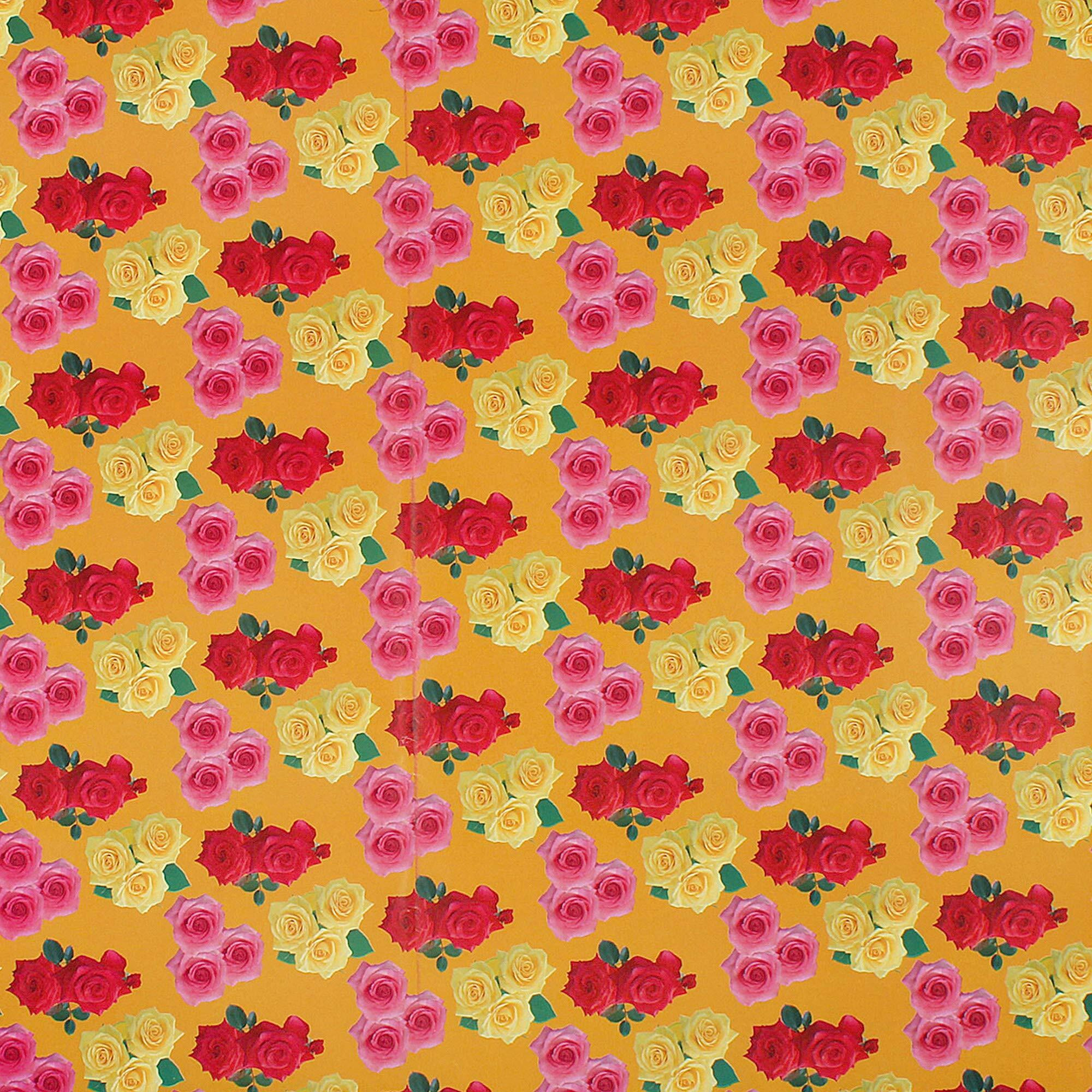 Snow Crafts Yellow,Pink And Red Flower Designs Gift Wrapping Paper For Packaging, Birthday Gifts, Diwali Decoration, Kids Project Work (Size-18Inch X 27Inch) (Pack Of 5 Sheets)