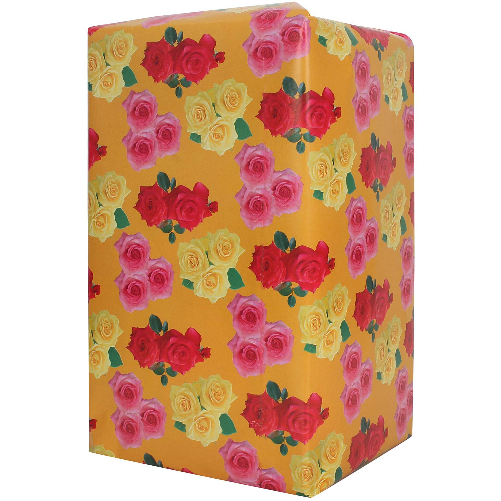 Snow Crafts Yellow,Pink And Red Flower Designs Gift Wrapping Paper For Packaging, Birthday Gifts, Diwali Decoration, Kids Project Work (Size-18Inch X 27Inch) (Pack Of 5 Sheets)