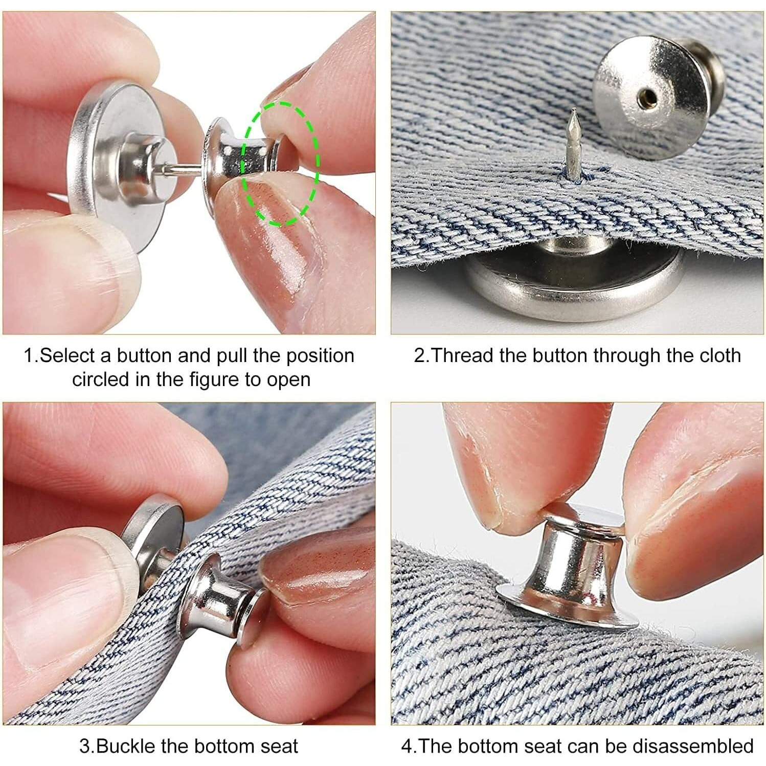Heavy Driver 5Pcs Detachable Button For Jeans 5 Styles No Sew Metal Buttons For Denims Waist Extender Button Removable Reusable Instant Button Without Sewing For Trousers Pants Bags Skirt (Style A)