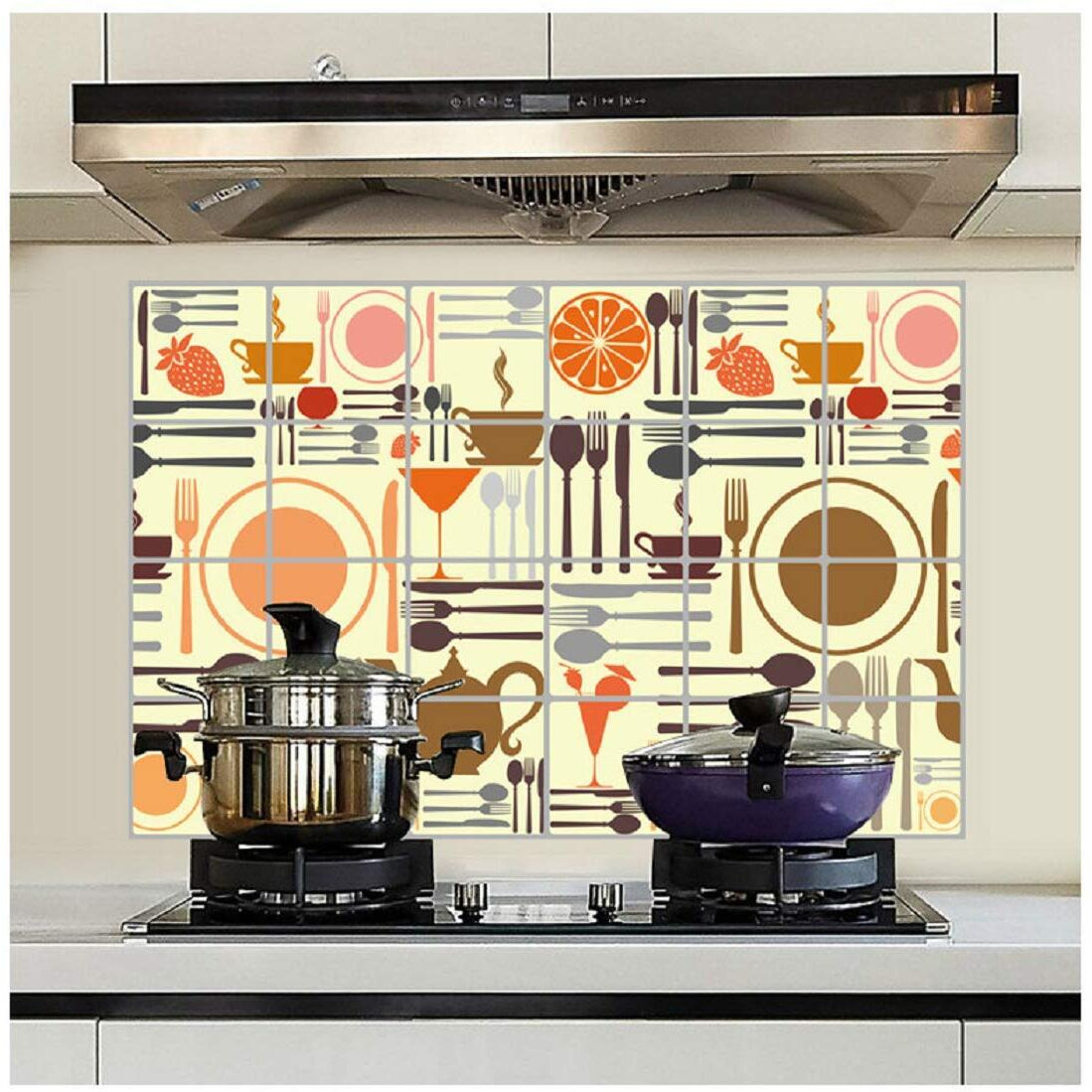 Jaamso Royals Kitchen Wall Stickers Self-Adhesive Resistant Removable Heat Oil Proof Waterproof Vegetable Decal Aluminum Foil Sticker,(90Cm X 60Cm)