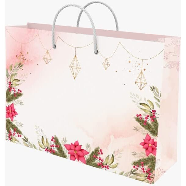 Acl Creations Horizontal Wedding Golden Foil Work Fashion Gift Party Favor Bag For Diwali,Birthday,Marriage,Christmas Gifting,Baby Showers & Shopping (Pack Of 10 Paper Bags)