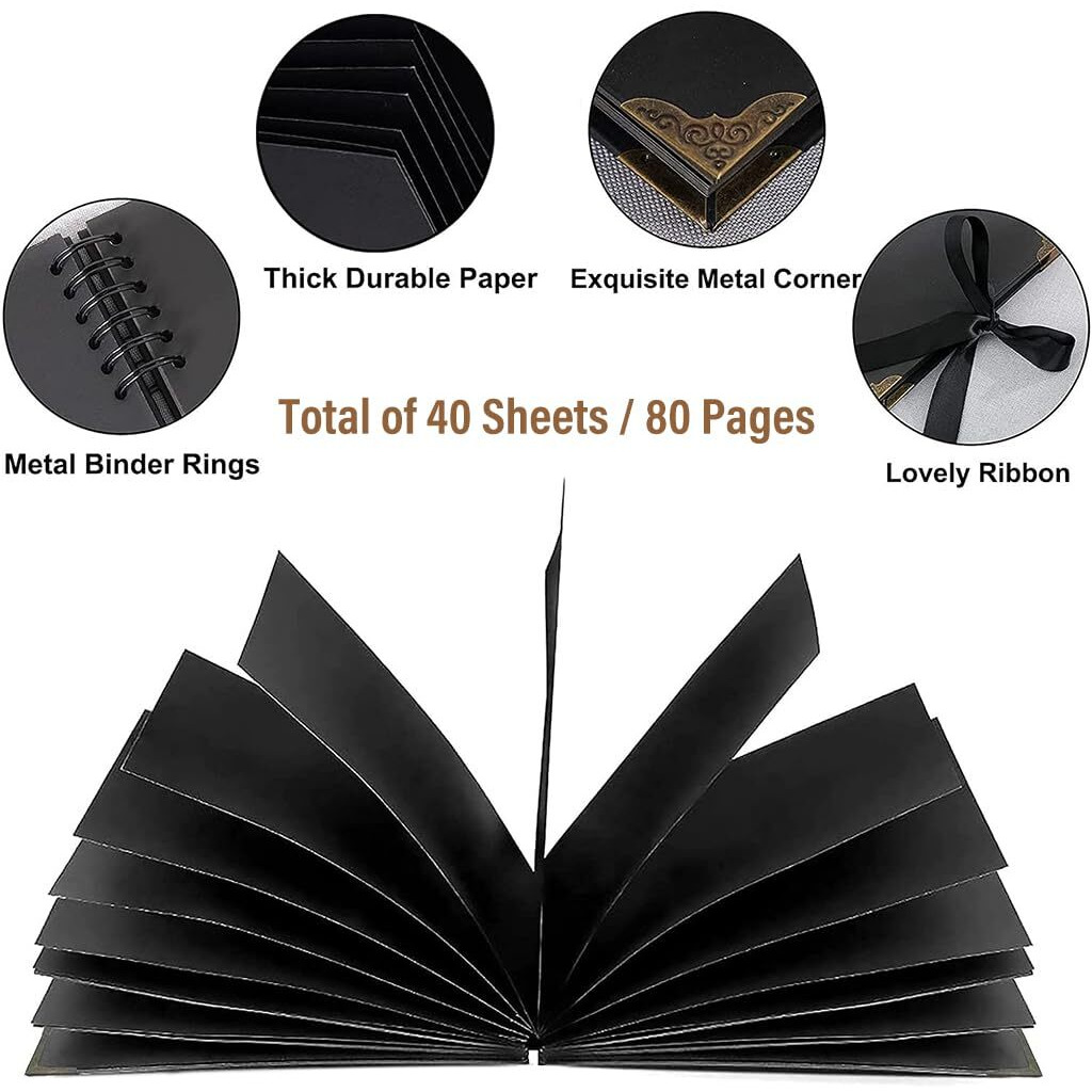 Hasthip Diy Scrapbook Photo Album Kit, Anniversary Gift For Couple Special, A4 Diy Wedding Album Set With Color Stickers, Color Pen, Graduations Album Memory Photo Album, 80Pages/40Sheet