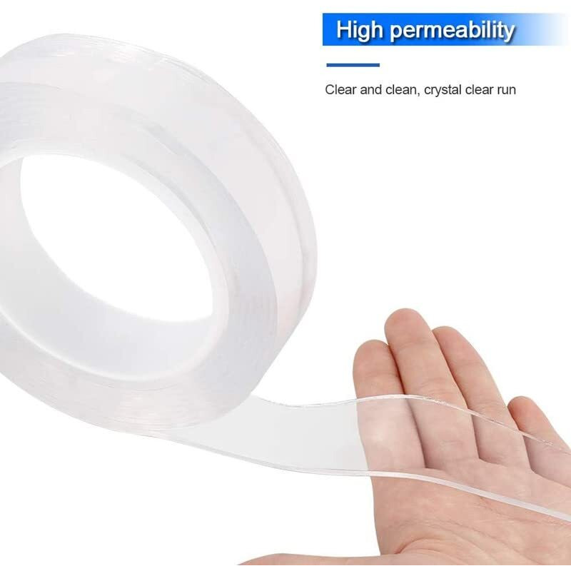 Granthi Enterprise Heavy-Duty Double Sided Strong Sticky Strips Grip Tape | Washable & Reusable Multipurpose Removable Traceless Mounting Adhesive Tape For Walls (3 Meters, Pack Of 1)