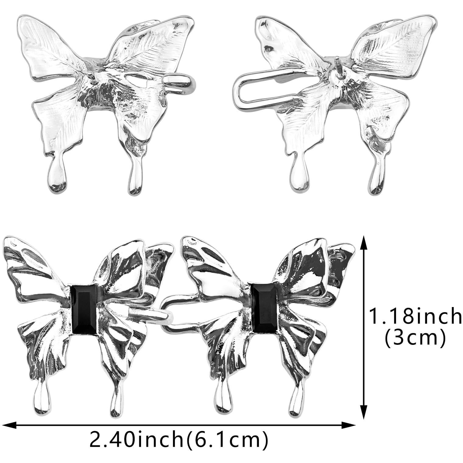 Zibuyu 2 Sets Jeans Tightening Clips, Buttons For Jeans, Alloy Butterfly Adjustable Button Pins For Loose Pants And Dress